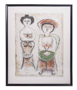 Massimo Campigli (1895-1971) Lithograph (Germany,: Lithograph on paper, "L' artpente" signed dated 1953 lower margin. 23 x 17 1/2