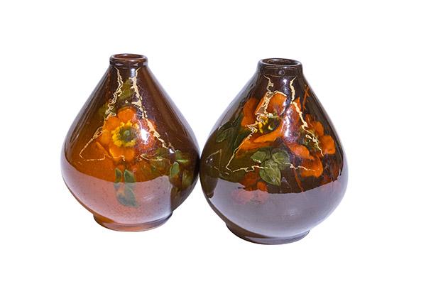 Pair of Weller Louwelsa Squat Vases (1 of 5)