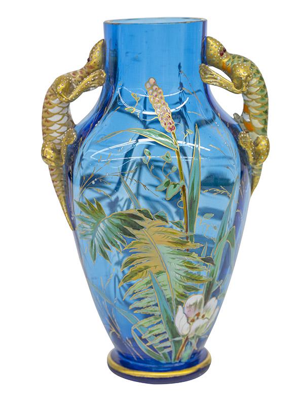 Unsigned Moser Enamel & Gilt Glass Vase (1 of 6)
