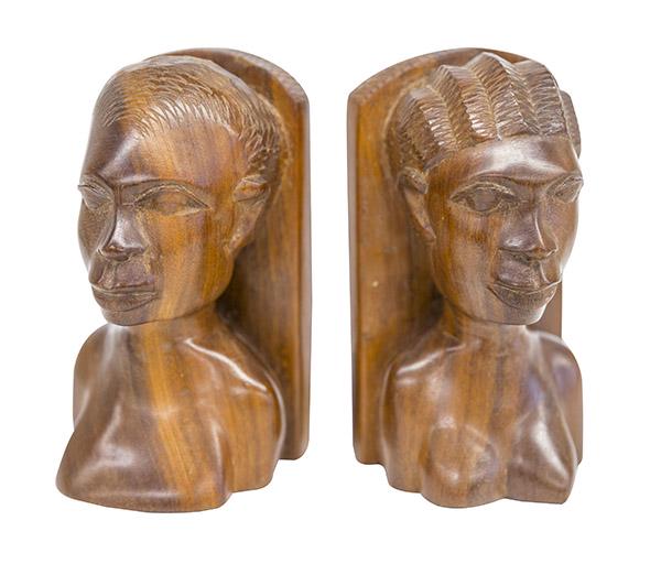 Carved African Male & Female Bookends (1 of 5)