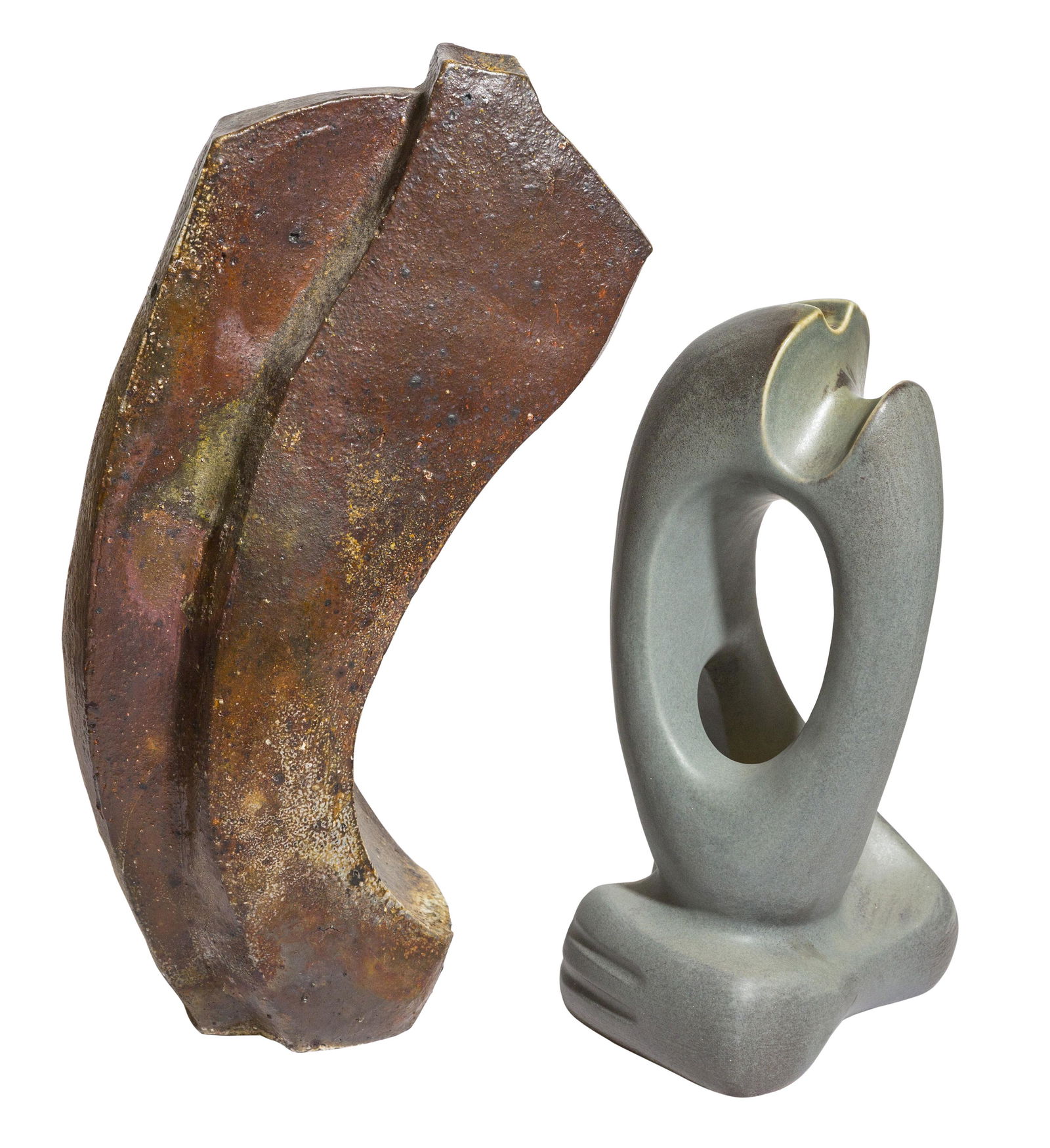 Glazed Stoneware Sculpture & Sculptured Vase (1 of 7)