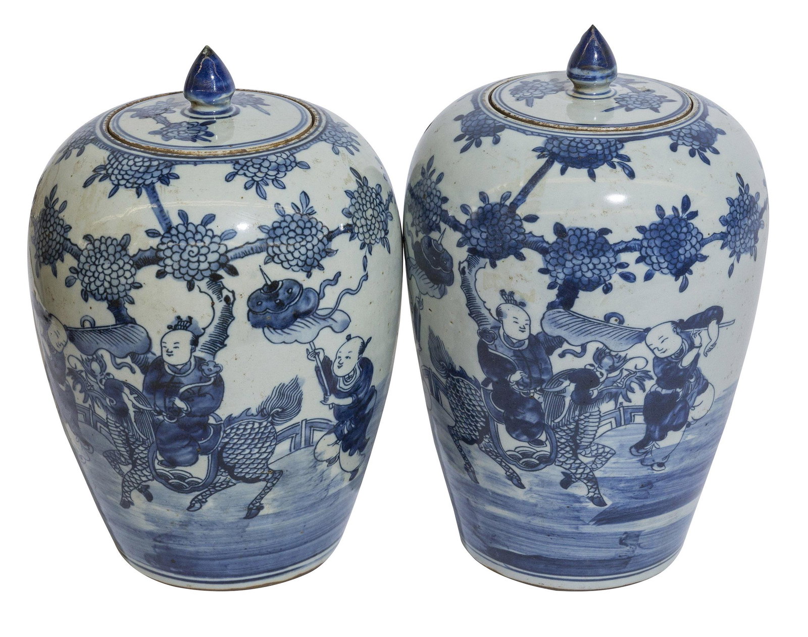 Pair of Chinese Canton Lidded Vases (1 of 7)