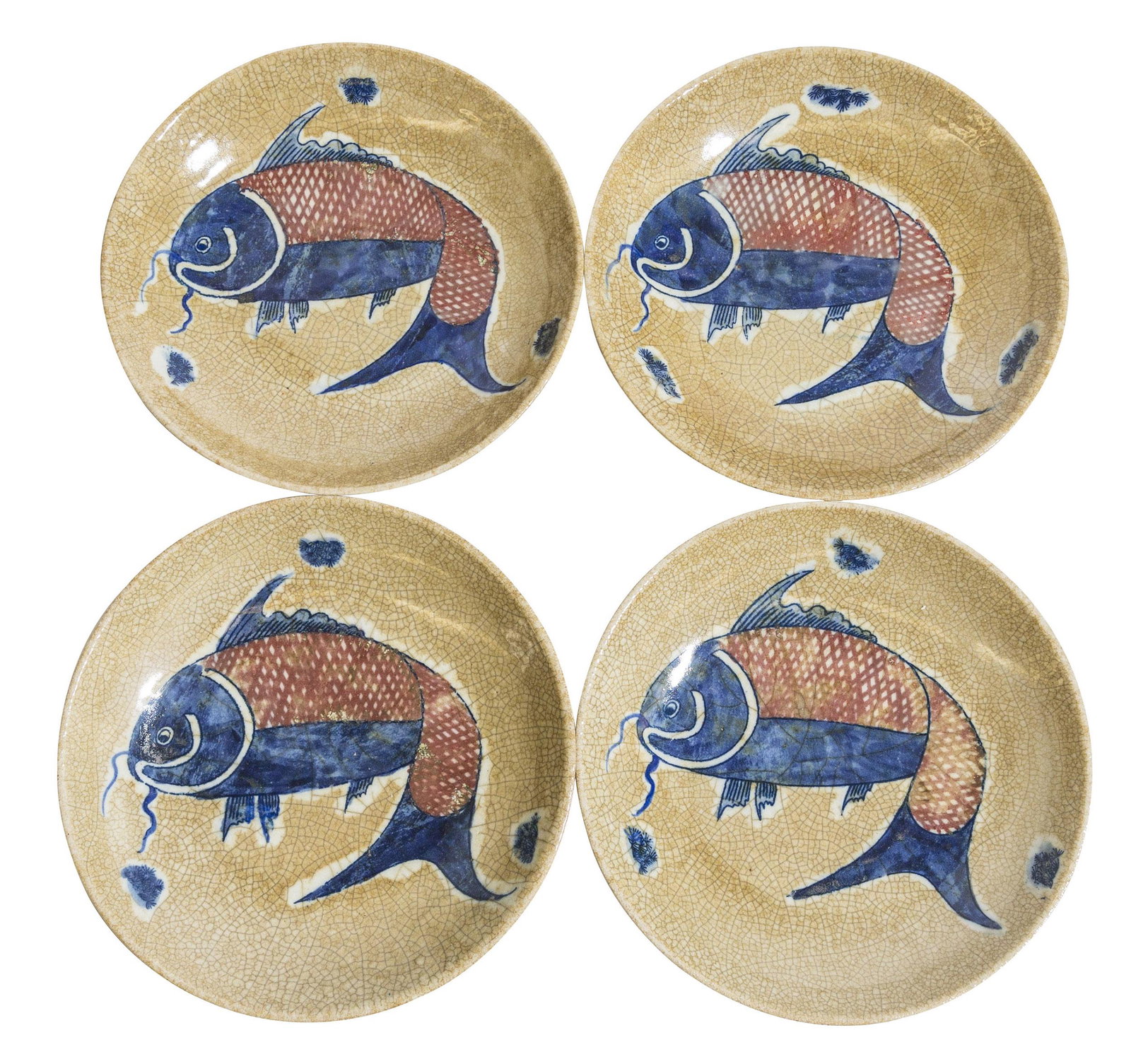 Chinese Crackleware Blue and Tan Plate (1 of 7)