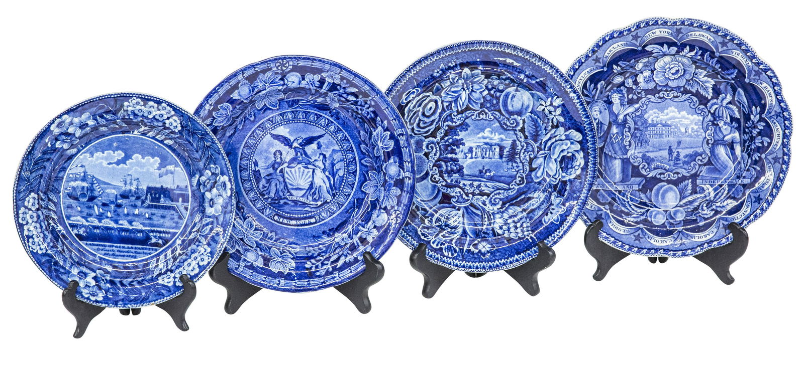 Assembled Historical Blue Staffordshire Plates (1 of 10)