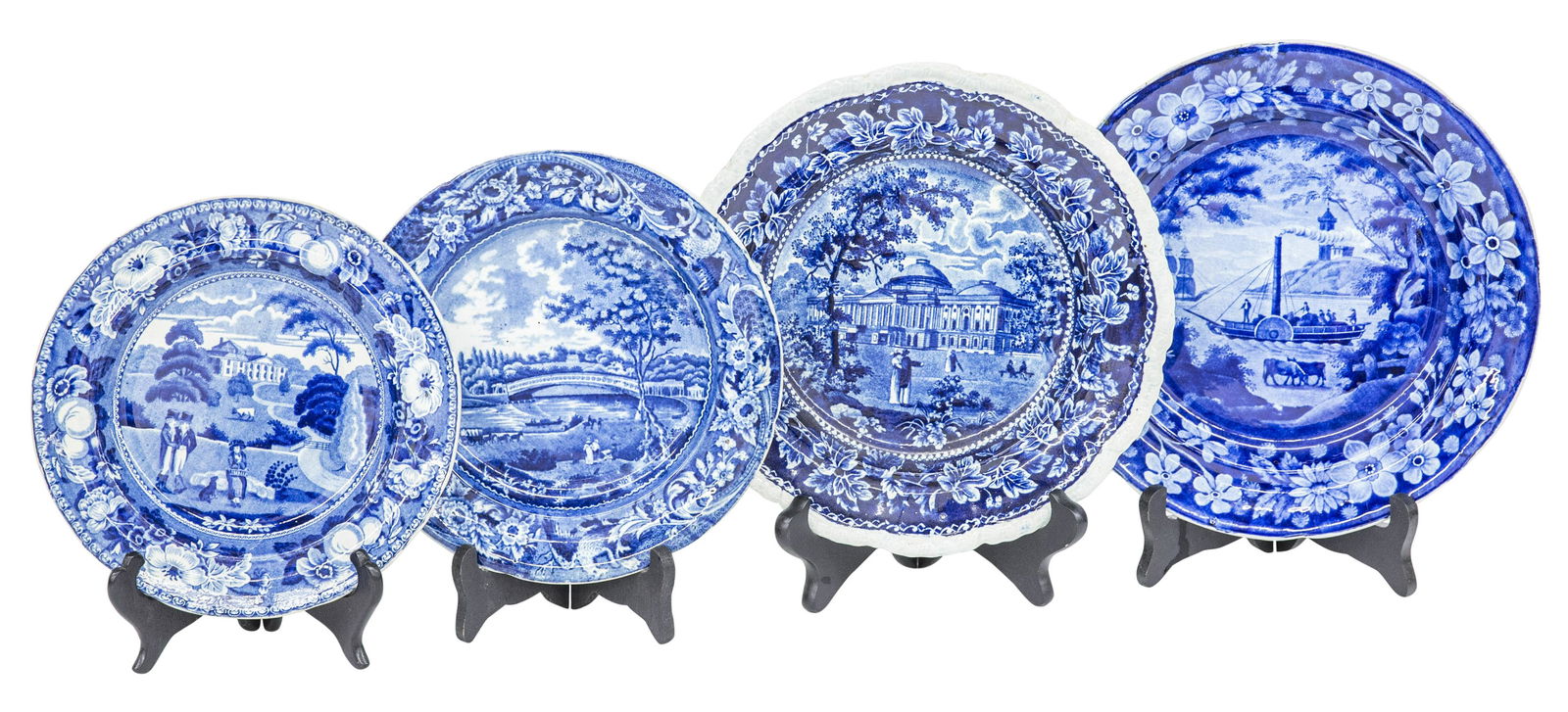 Assembled Historical Blue Staffordshire Plates (1 of 10)