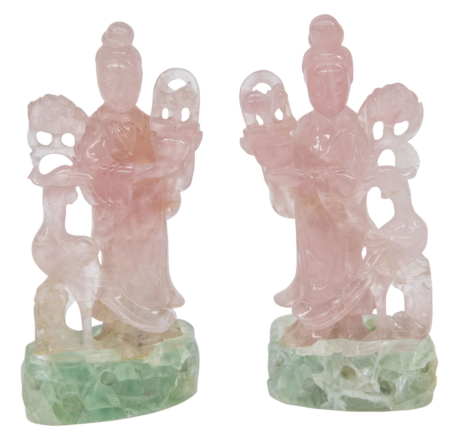 Pair of Pink Jade Geisha Figurines (1 of 5)