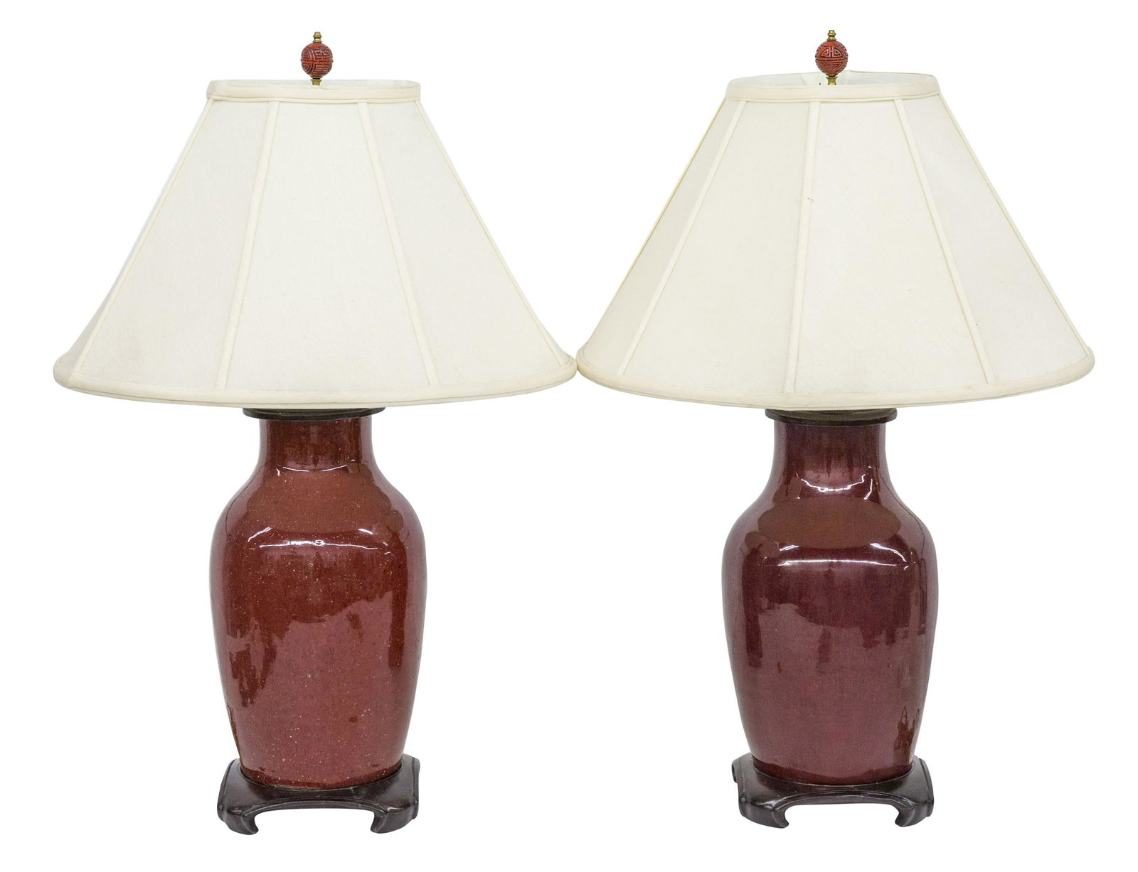 Chinese Oxblood Porcelain Table Lamps (1 of 6)