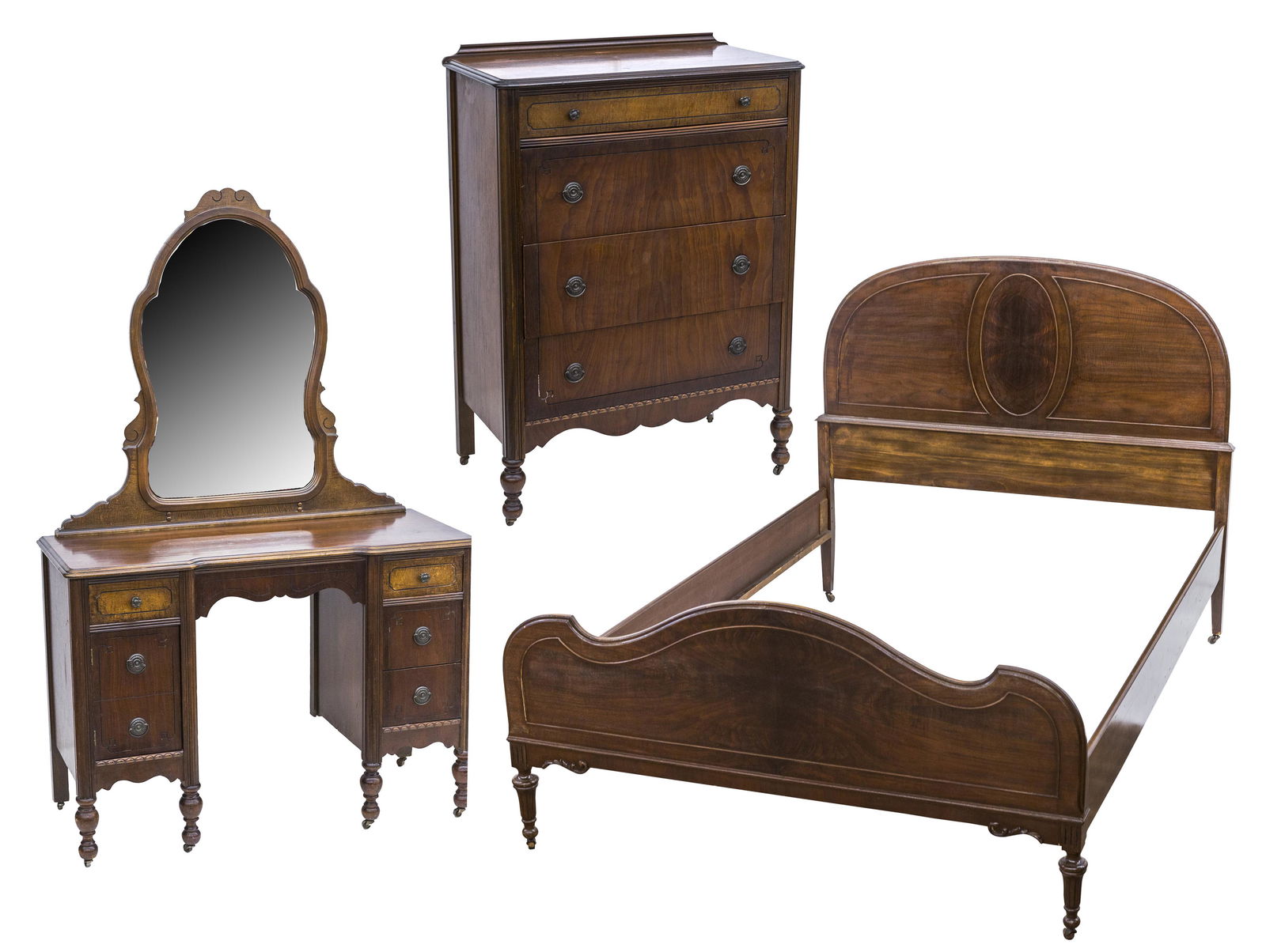 Three Piece Walnut Bedroom Set (1 of 19)