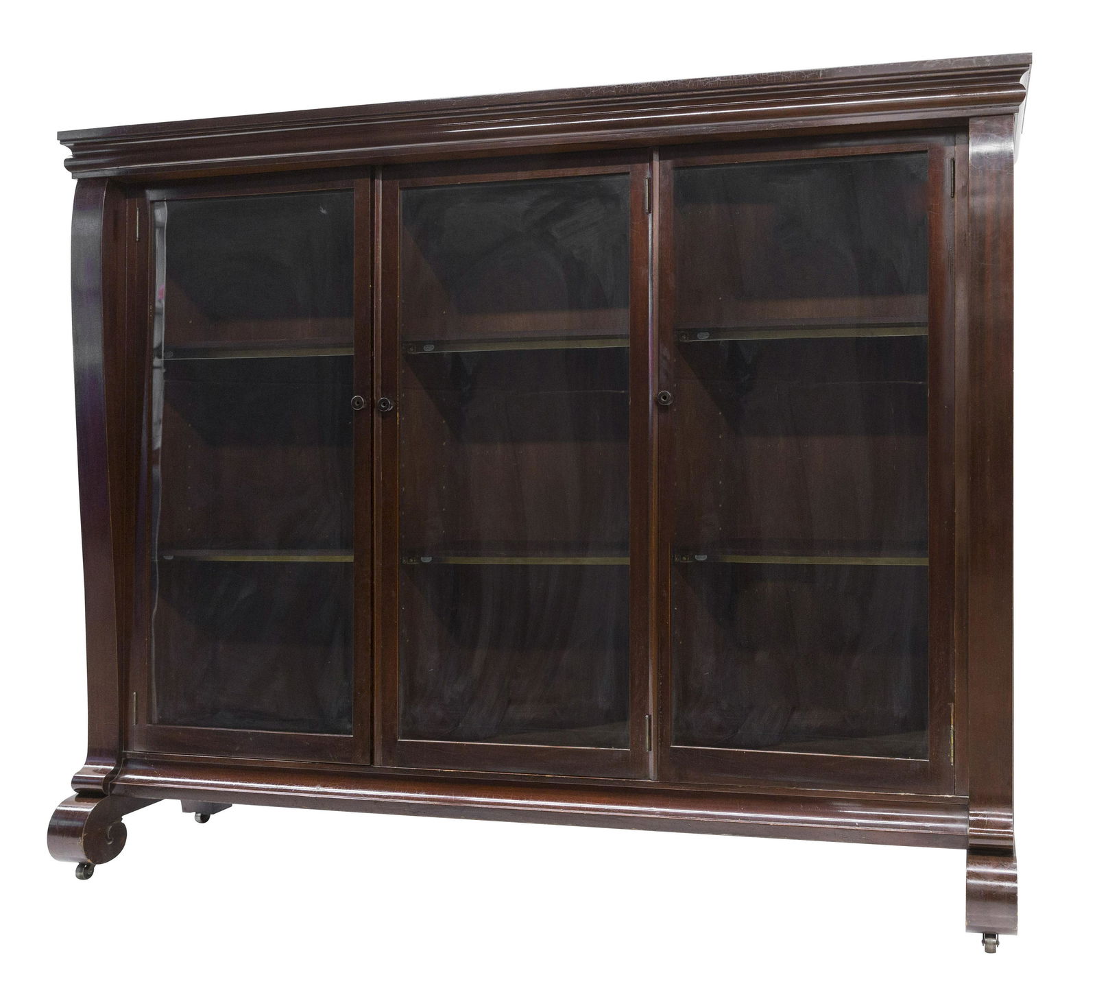 Mahogany Empire Triple Door Bookcase (1 of 15)