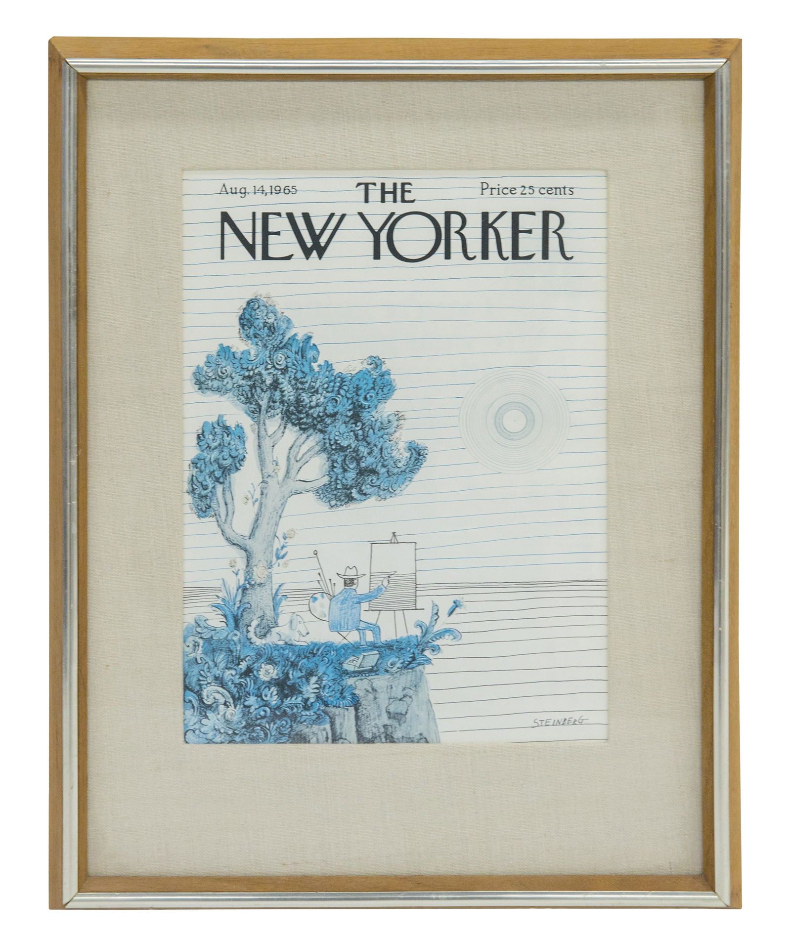 Saul Steinberg 1965 New Yorker Poster: The New Yorker Poster. 11 1/4 x 8 Frame- 17 x 13