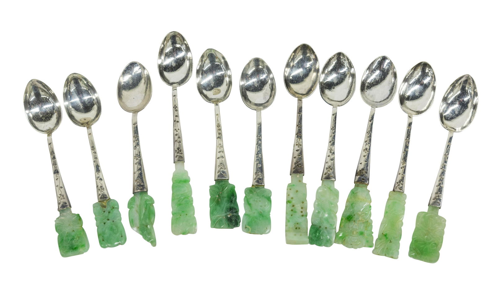 Test 600 Silver and Jade Chinese Salt Spoons (1 of 8)