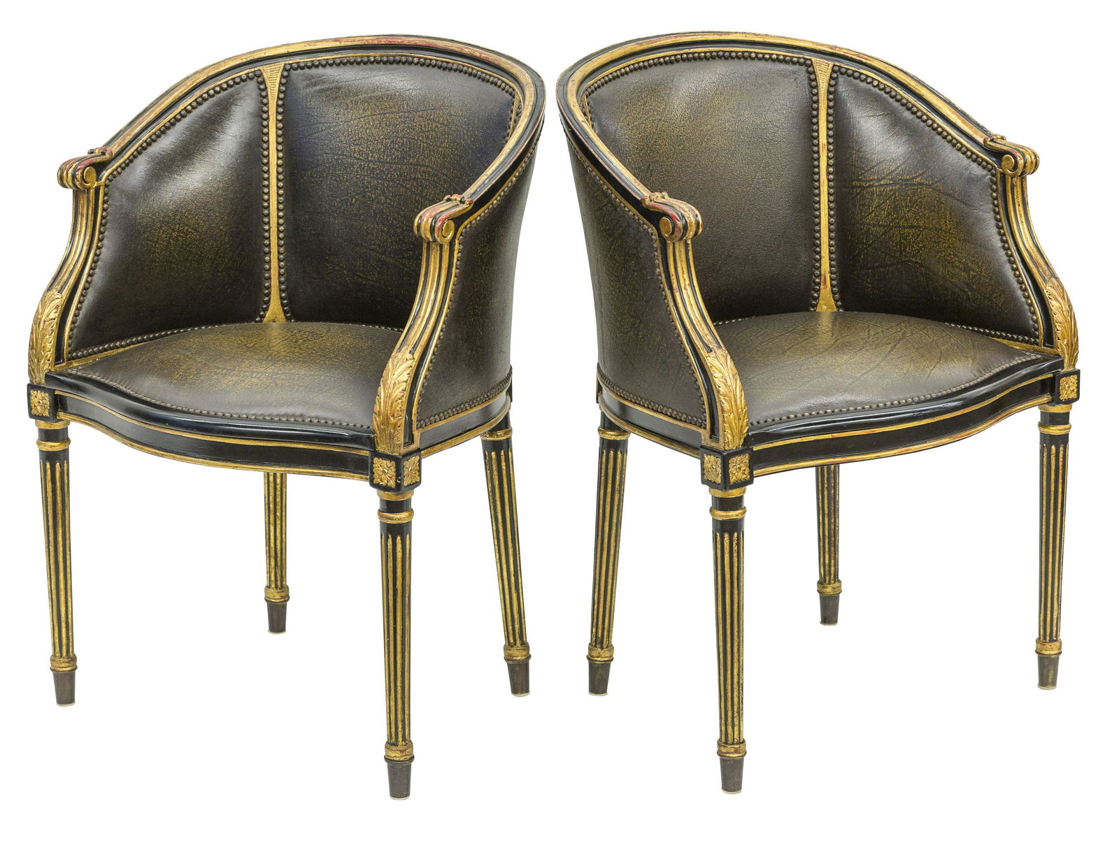 Theodore Alexander Curved Back Leather Lounge Chairs (1 of 11)