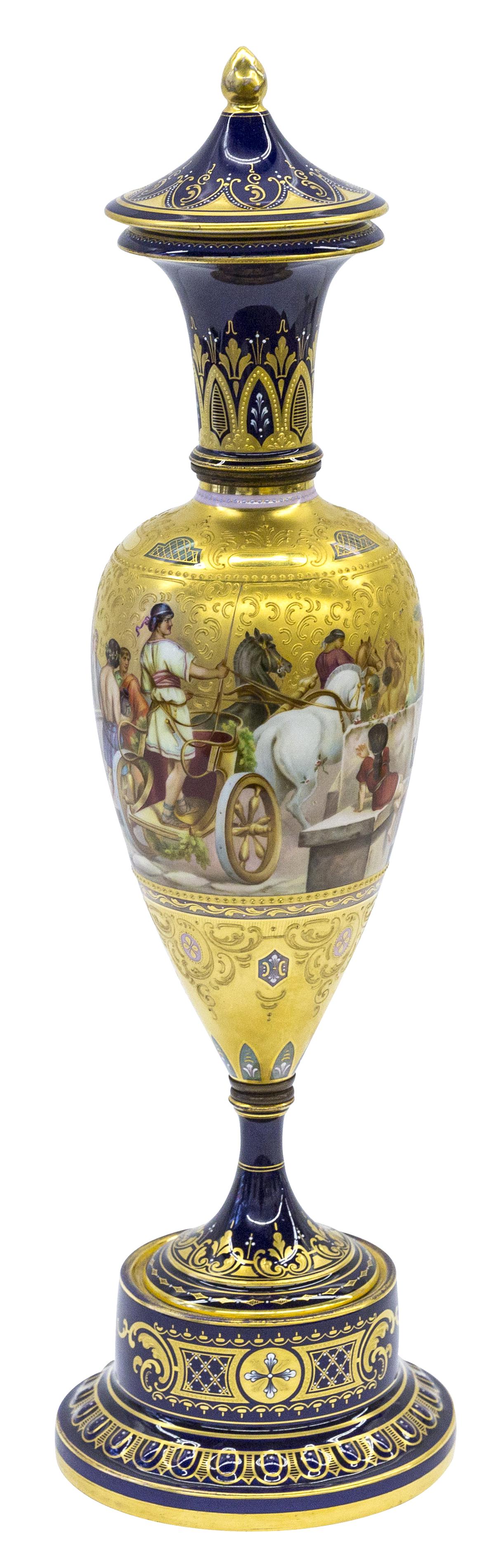 Outstanding Large Royal Vienna Cobalt Blue Lidded Urn (1 of 11)