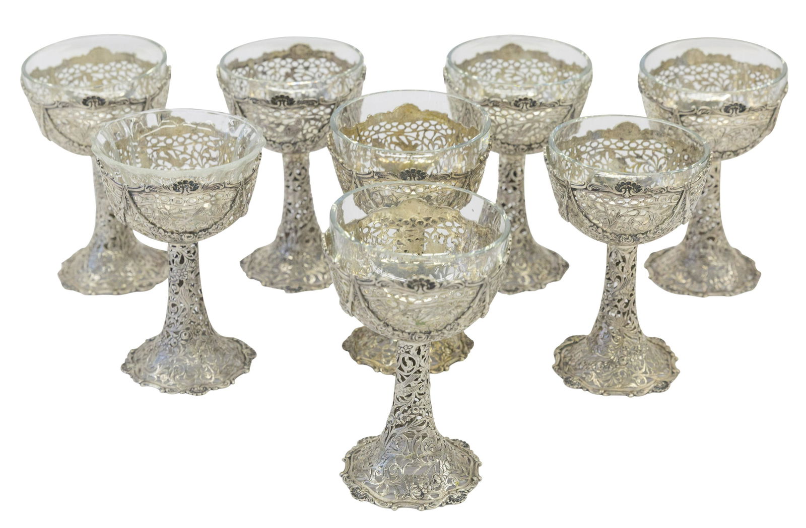 Outstanding Pierced Continental Silver Goblets (1 of 9)