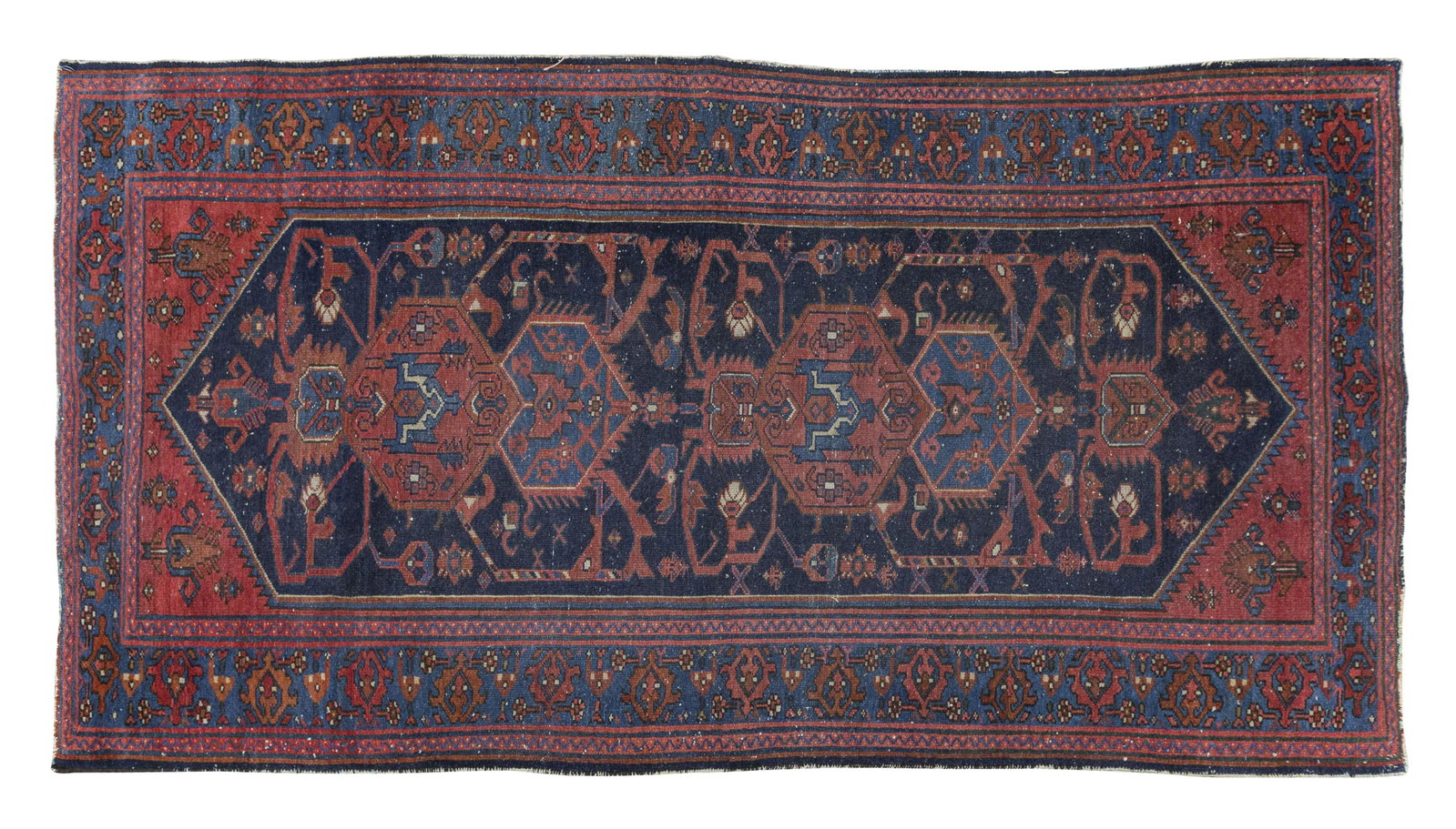 Oriental rug: All over field. Blue, rust. 3'4 x 6'7" Property of John A. Ruthven, Georgetown Ohio