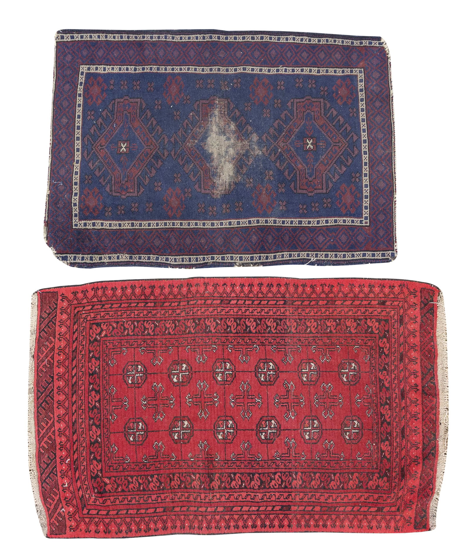 Two Oriental Rugs: Red; 2'6" x 3'10" Brown; 2'7" x 3'6". Property of John A. Ruthven, Georgetown Ohio