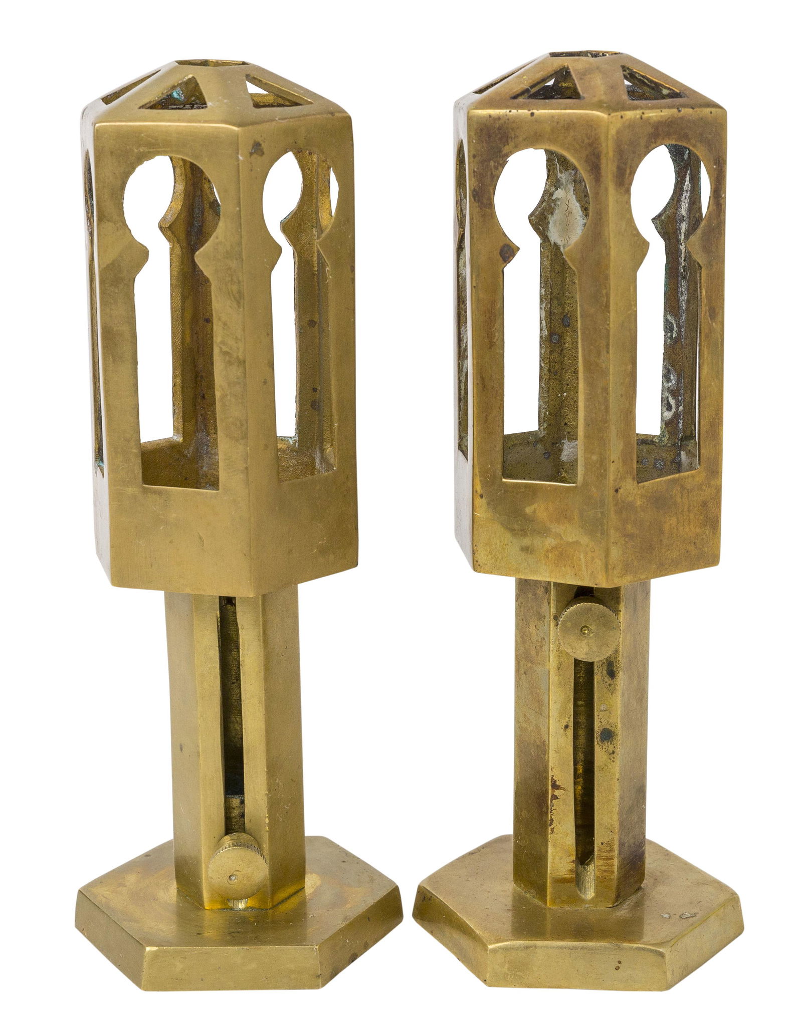 Antique Adjustable Brass Candle Lanterns (1 of 6)