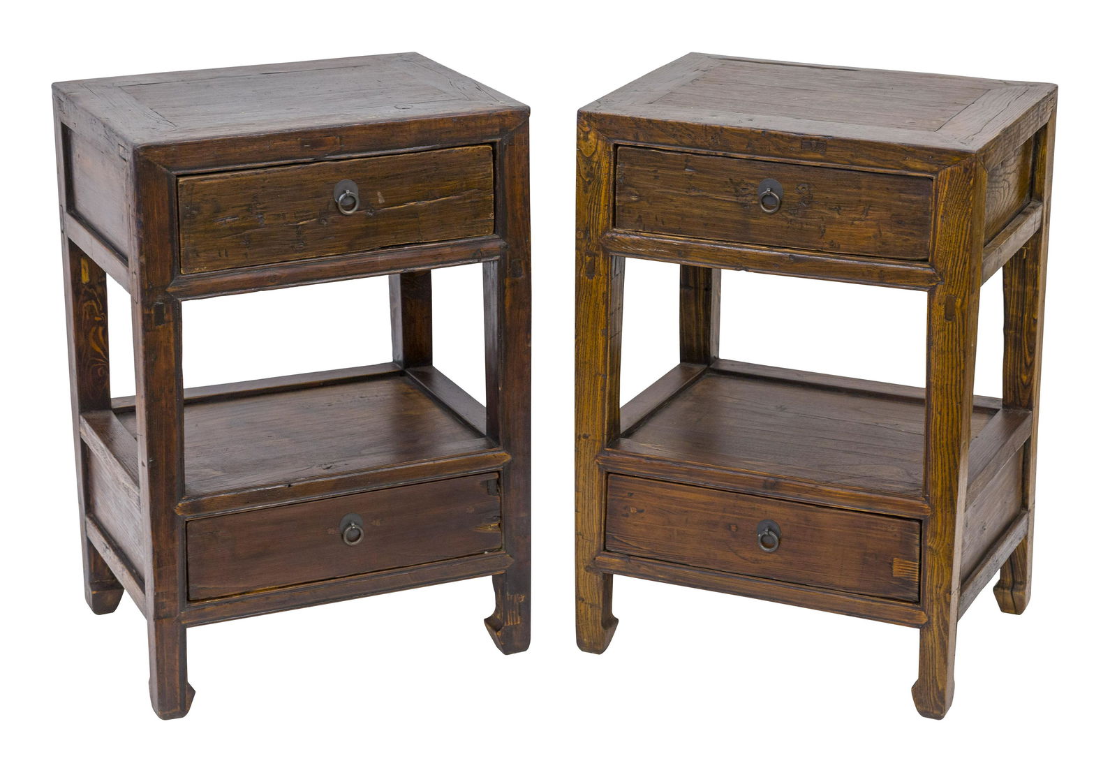 Pair of Chinese Elmwood Nightstands (1 of 9)