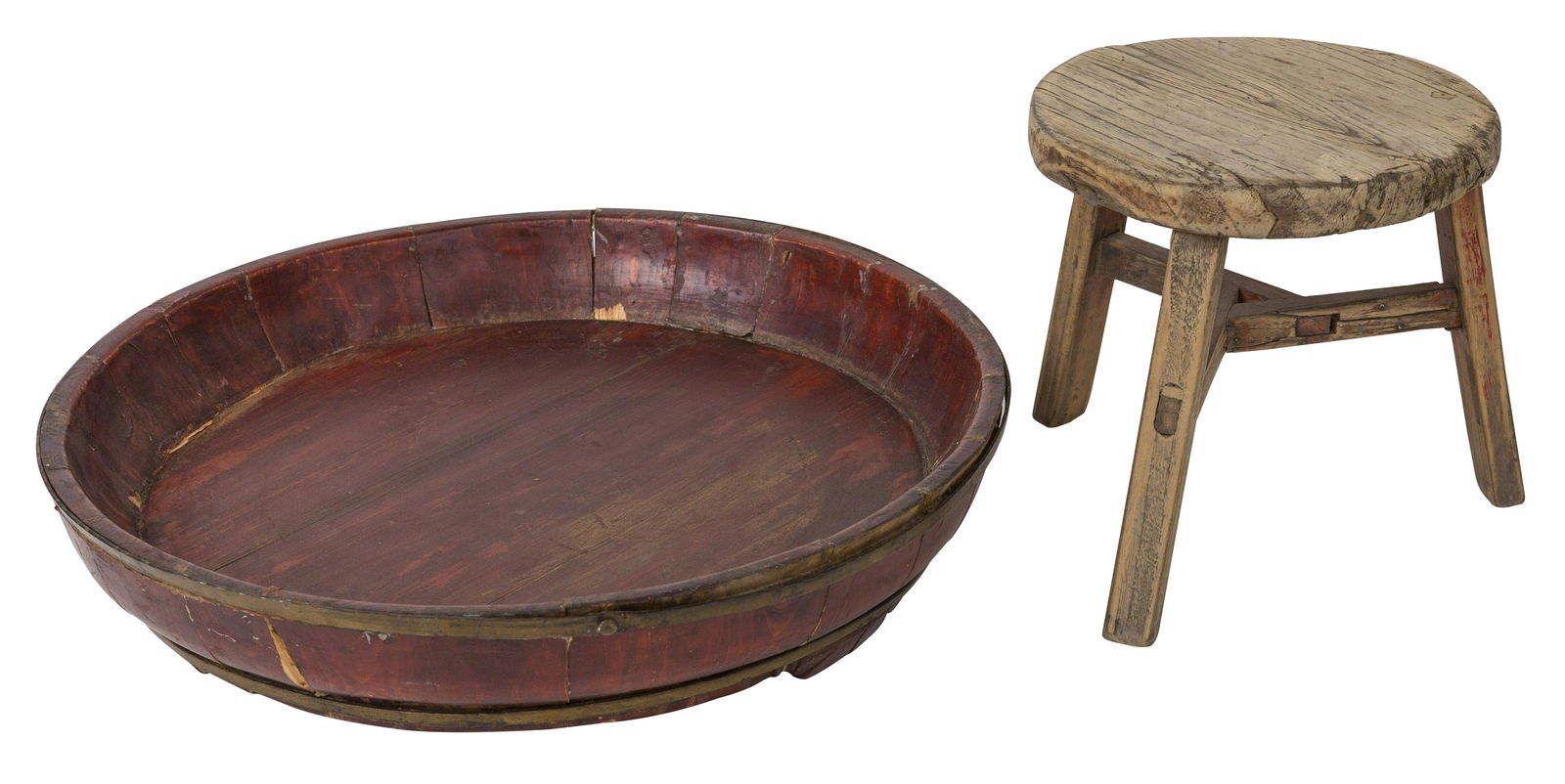Chinese Wood Center Bowl & Childs Stool (1 of 8)