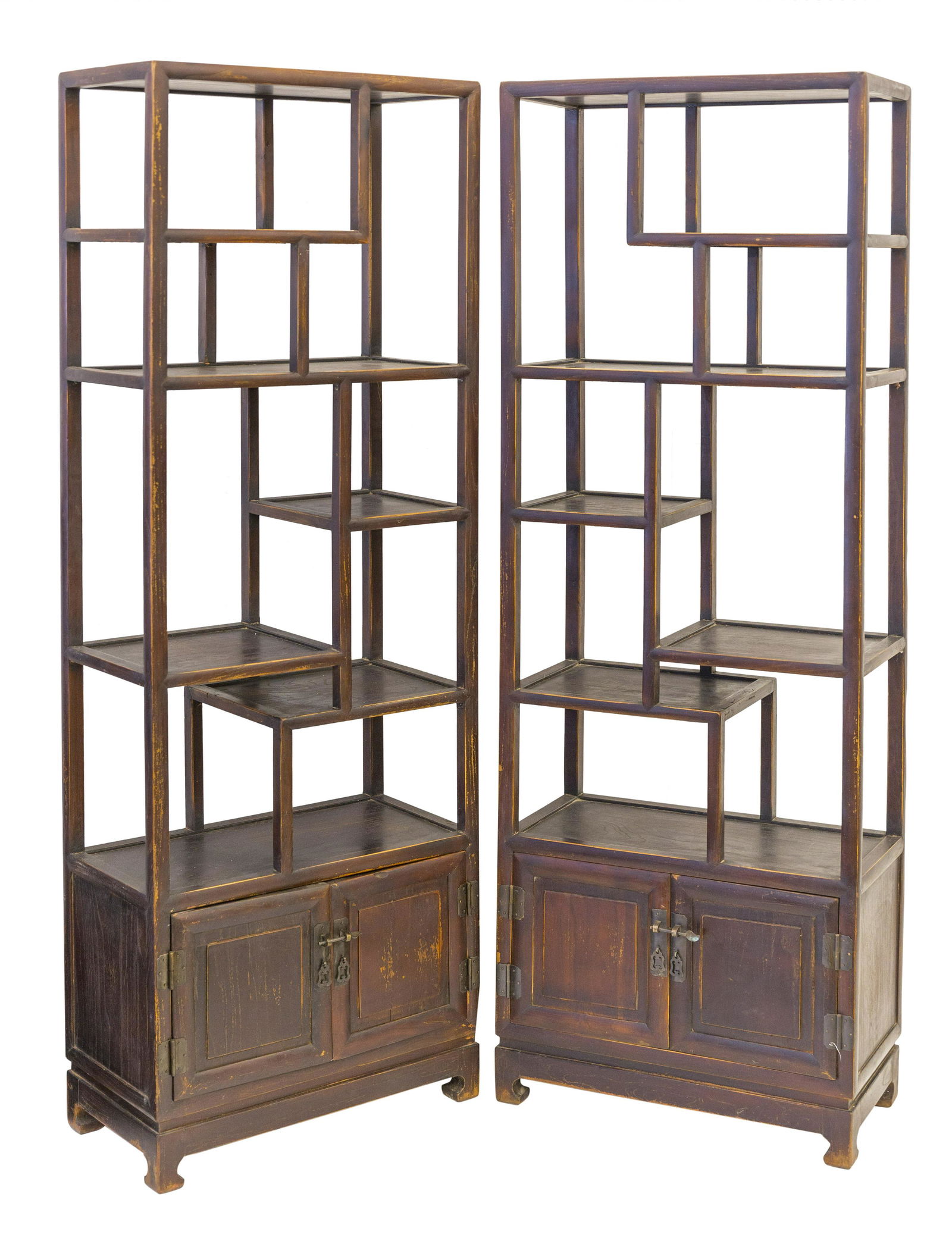 Pair of Chinese Elm Etageres (1 of 10)