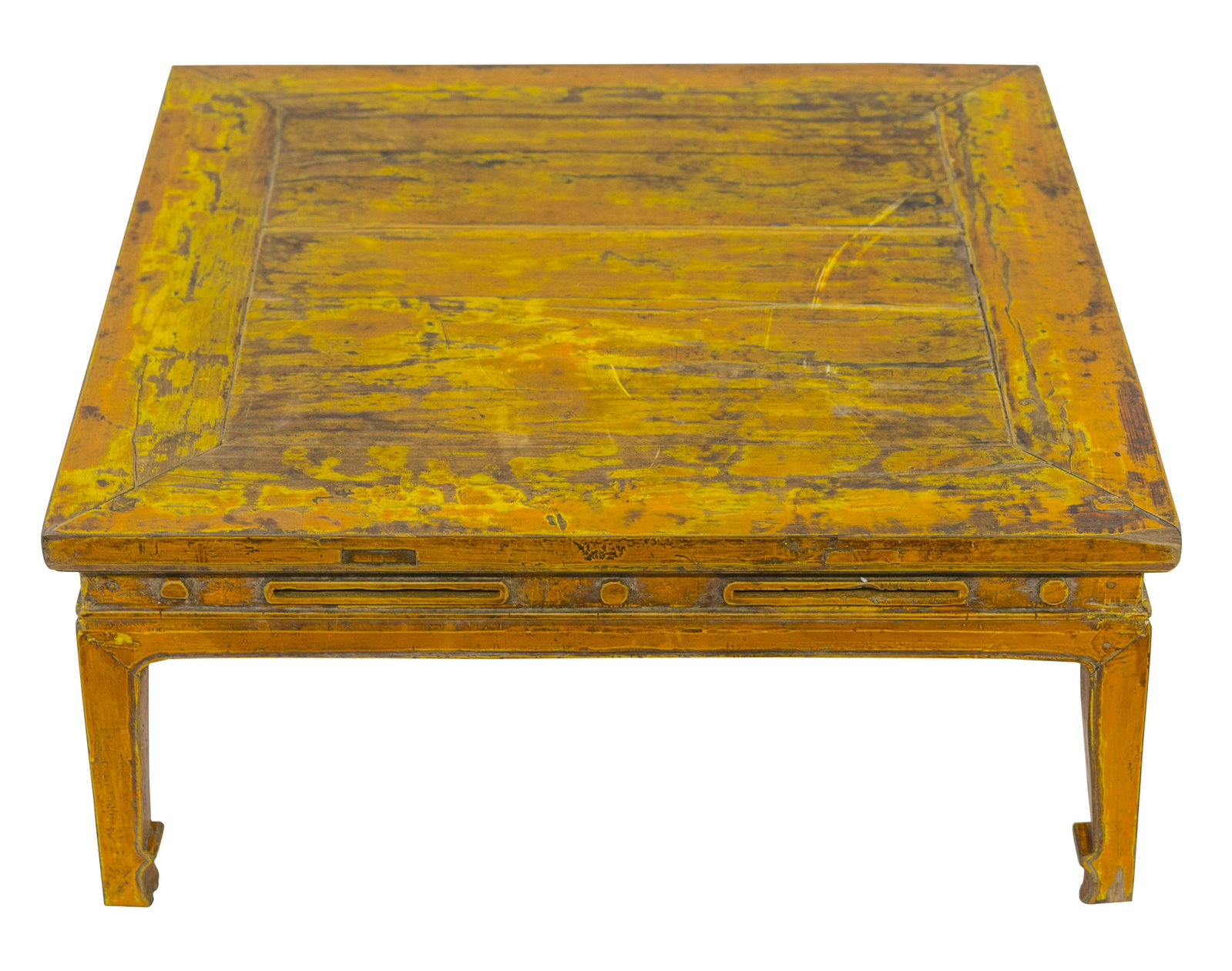 19th Century Mongolian Orange Lacquer Kang Table: Circa 1880, square table with original orange lacquer. 30.5w x 30.5d x 13.25h