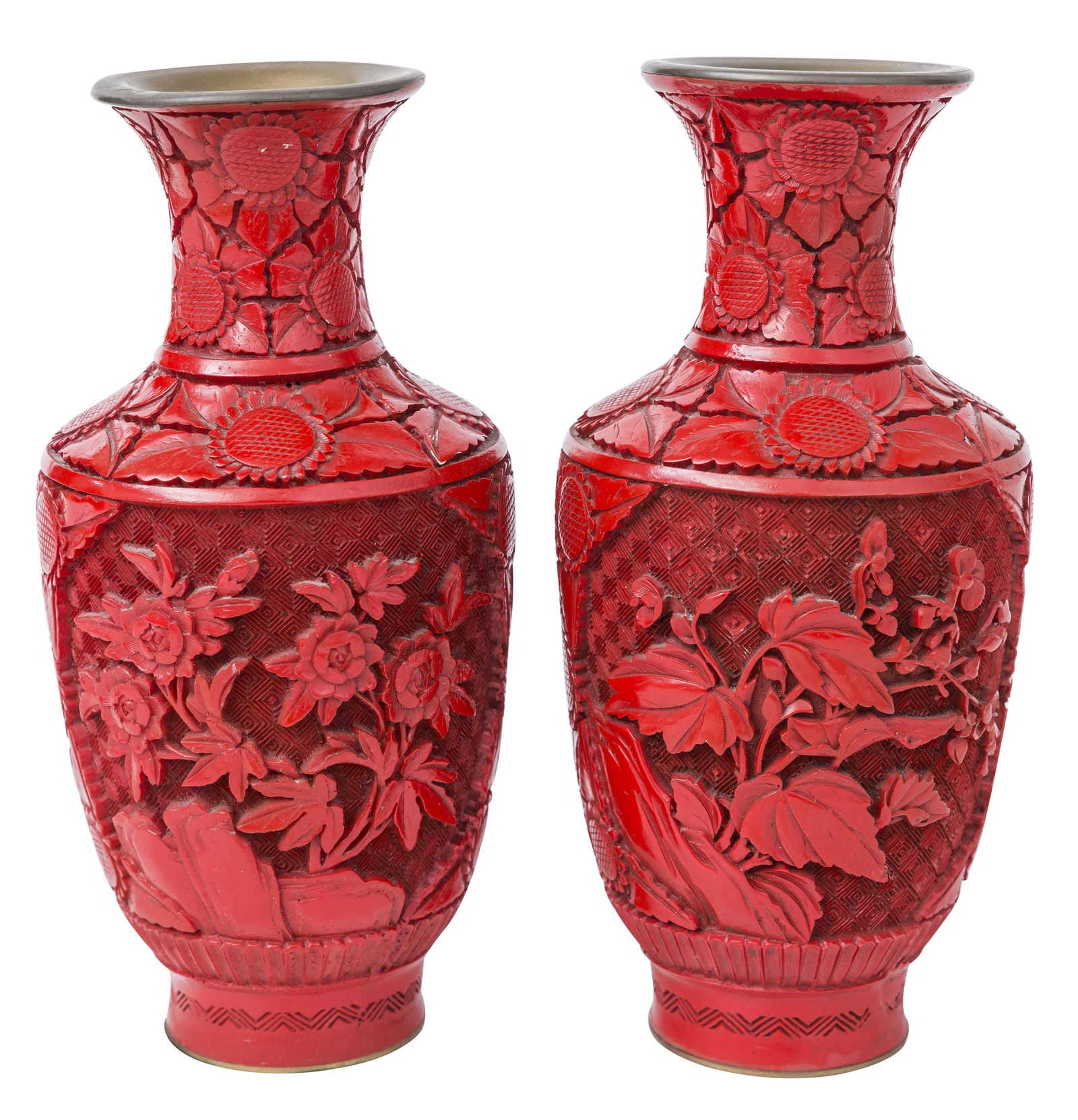19th Century Chinese Cinnabar Vases (1 of 7)