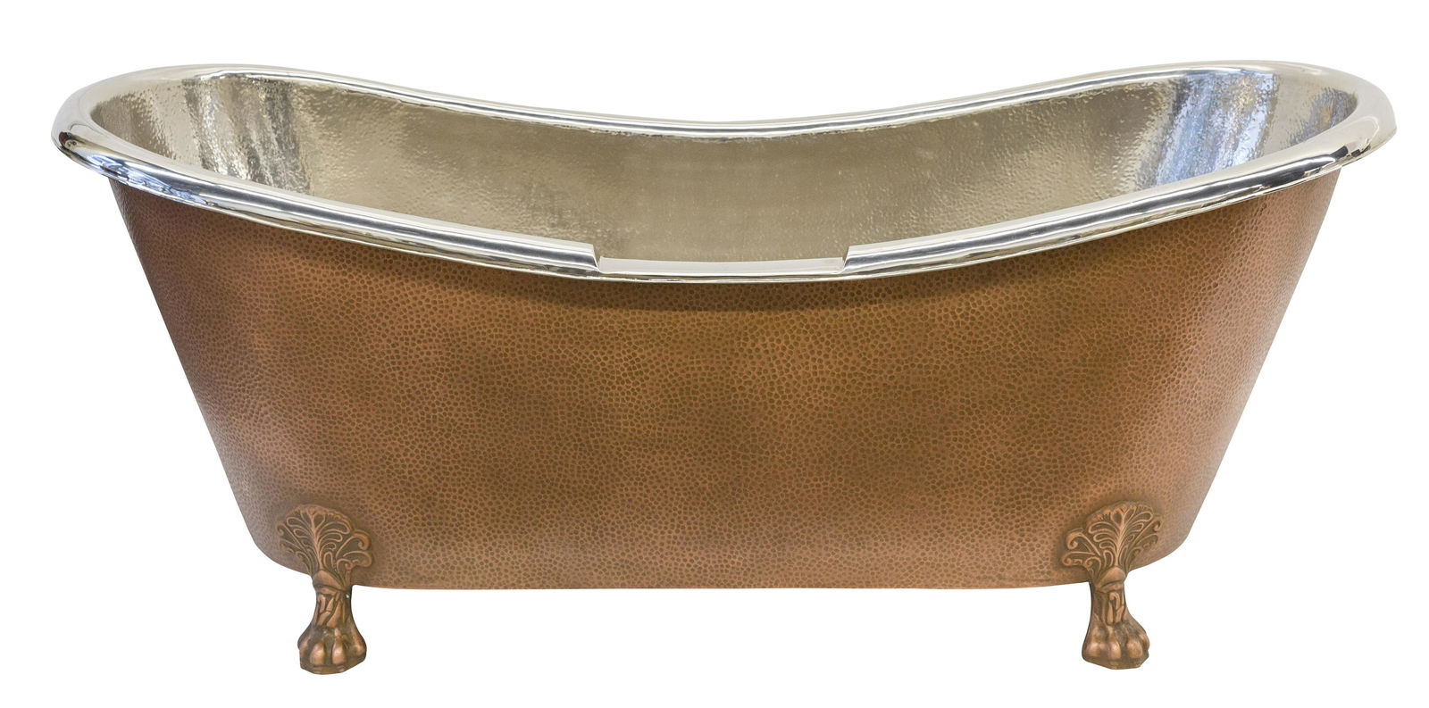 72" Isabella Hammered Copper Double Slipper Tub (1 of 18)
