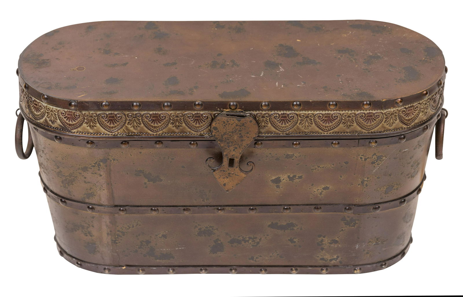 Oval Patinated Copper Hinged Lidded Box (1 of 8)