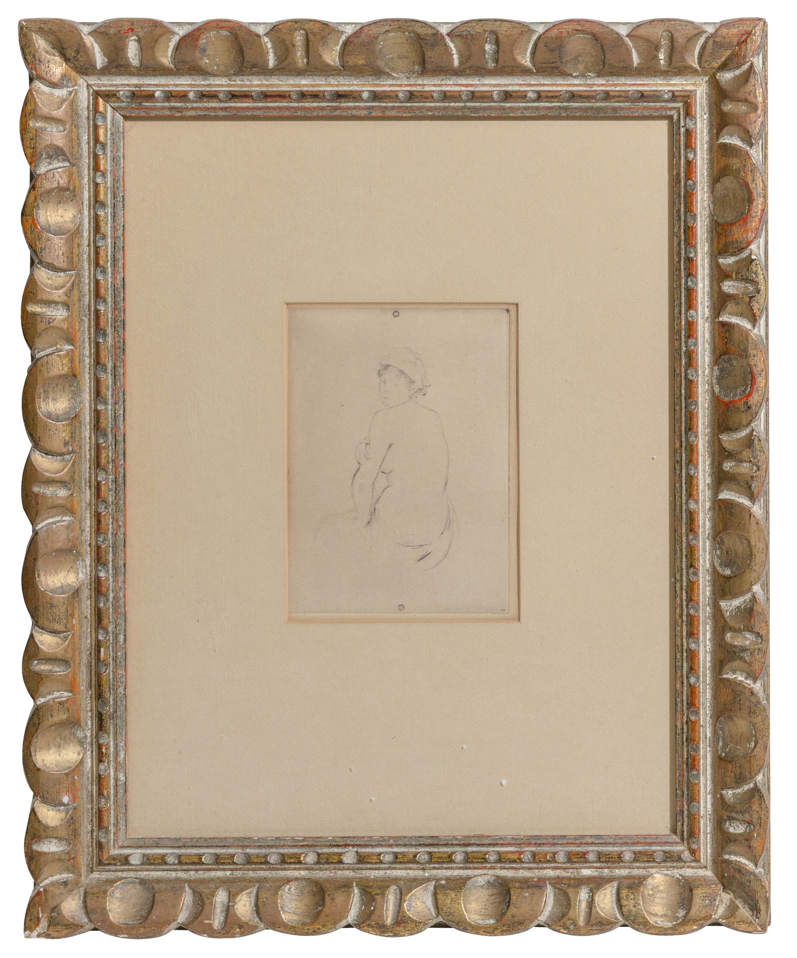 Berthe Morisot (1841-1895) Original Dry-point (France): Original dry-point on French paper, "Seated Nude" 19th Century. Initialed lower right. 5 3/4 x 4 image size.