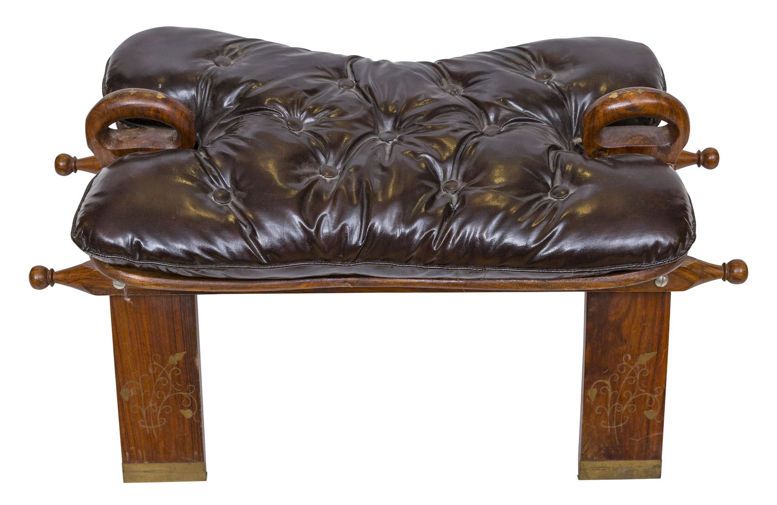 Asian Patent Leather & Teak Camel Saddle (1 of 9)