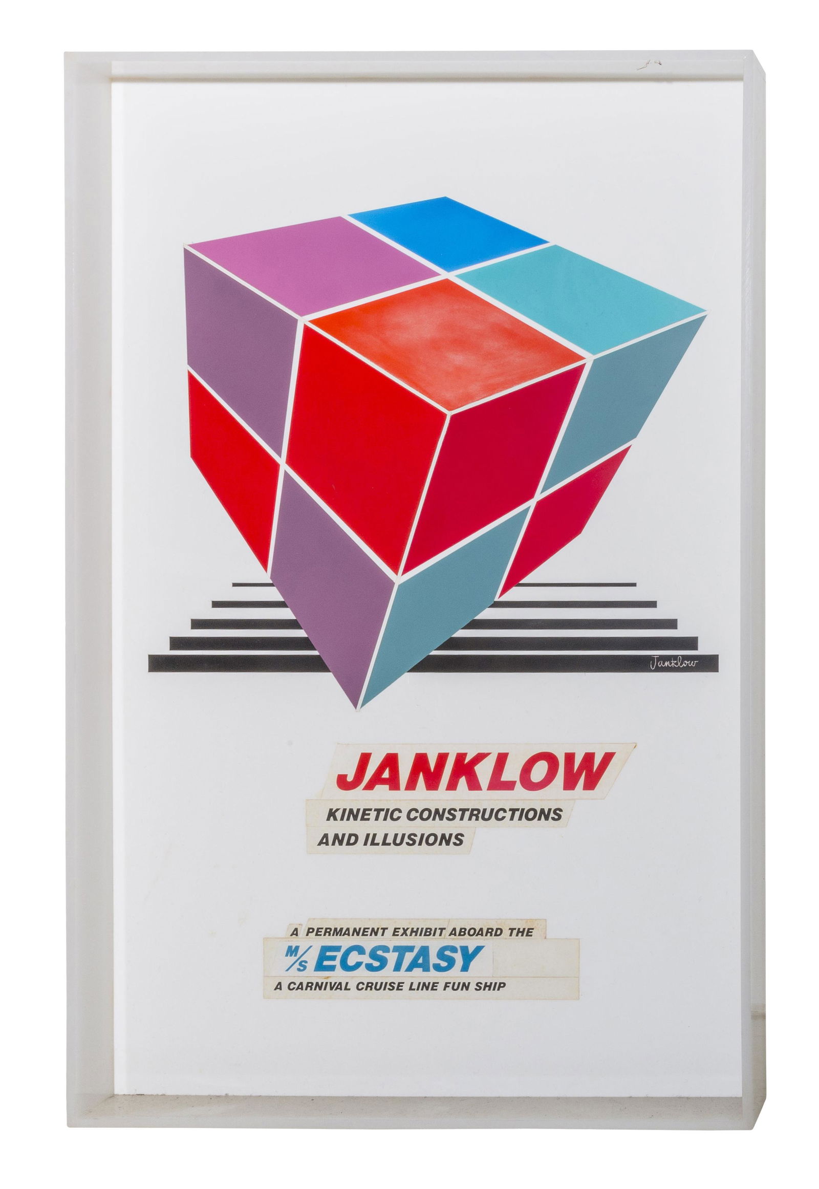 Leonard Janklow (1919-2006) Serigraph (NY, FLA): Serigraph on frosted acrylic, "Simple Elegance" Provenance: Jimmy D Robinson Collection. Registration # to verso. 36.5h x 3d x 24w