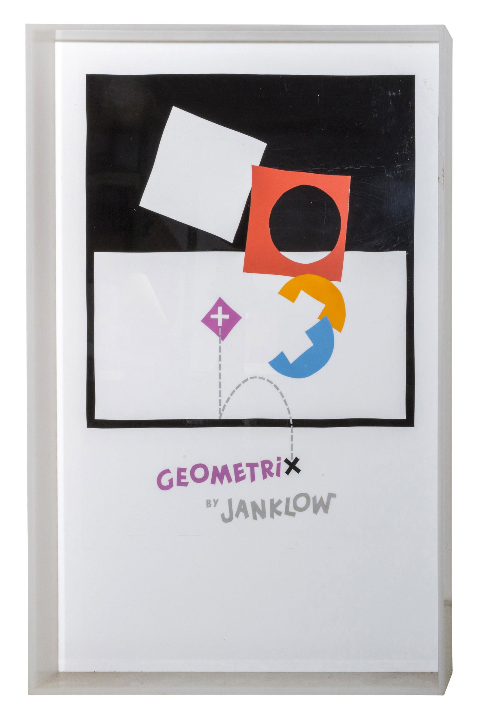 Leonard Janklow (1919-2006) Serigraph (NY, FLA): Serigraph on frosted acrylic, "Black to Color 2". Provenance: Jimmy D Robinson Collection. 36.5h x 24w x 3d Registration # to verso.