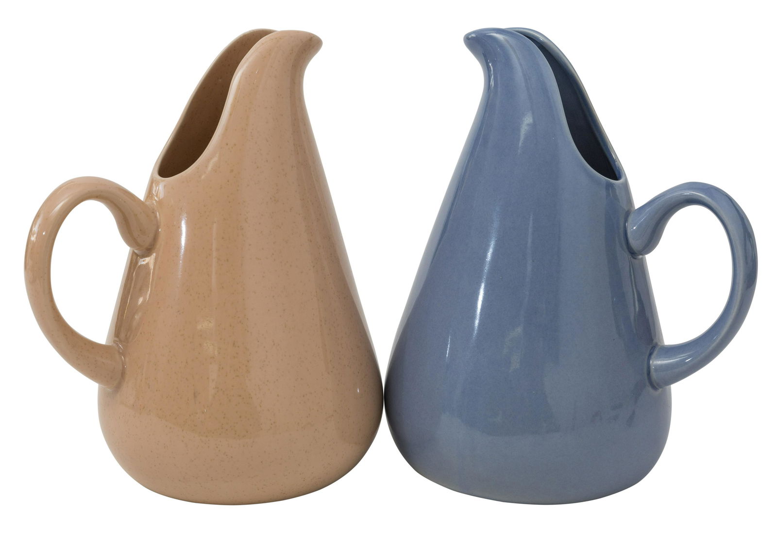Russel Wright Water Pitchers: Water pitchers, two. Steubenville pottery. USA, 1960's. Glazed ceramics, 10.5h