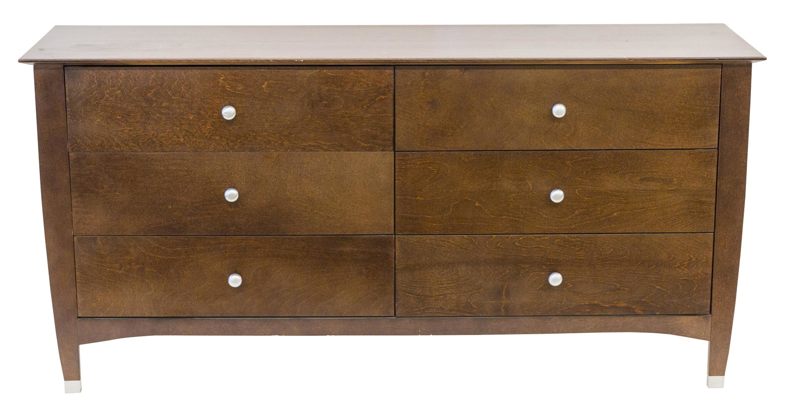 Bova Dresser: Dresser, Bova, Canada. Six drawers. Stained birch, satin nickel plate, stainless steel and birch. 66.5w x 18.25d x 32h