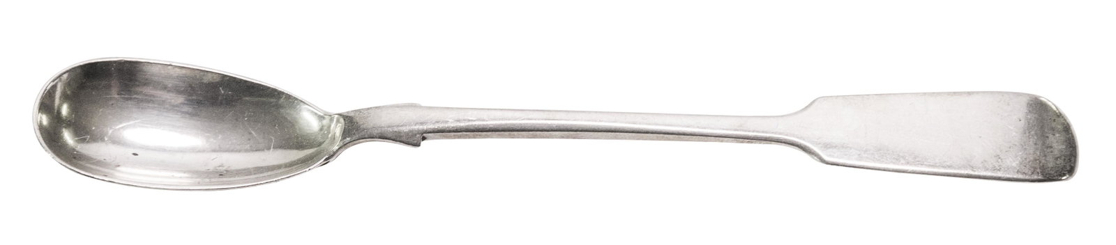 London Sterling Mustard Spoon: Dated 1883 Victorian London mustard spoon with rat tail handle. Hallmarks to underside. 5.25" long. Approximate weight .510
