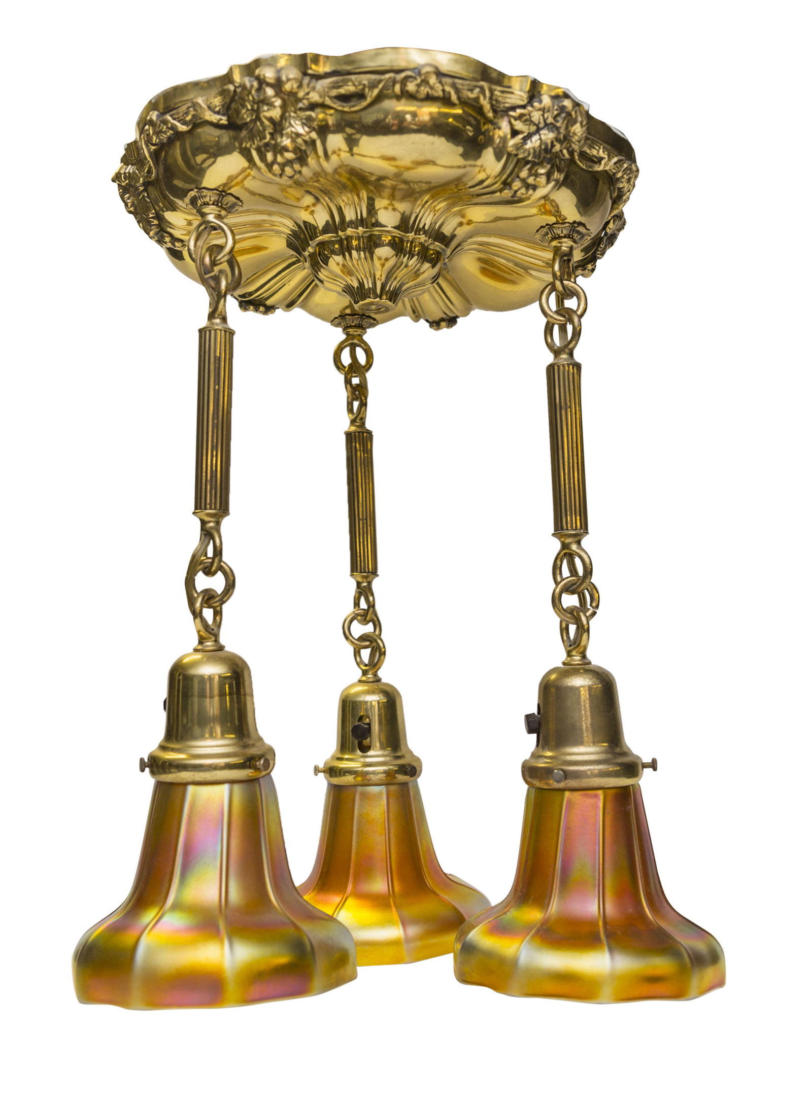 Steuben Aurene Three Light Hanging Chandelier (1 of 13)