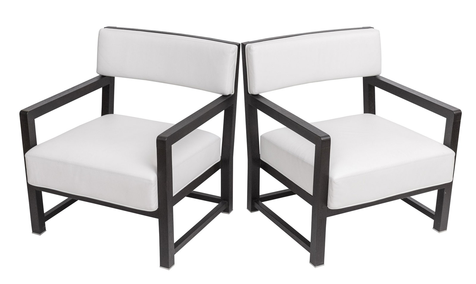 Antonio Citterio Maxalto Clio Arm Chairs: Arm chairs, pair. B & B Italia, Italy, 2001. Leather and brushed oak. 25.5w x 27d x 29h SH- 16