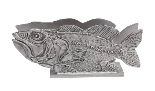 Donald Drumm Napkin Holder: Fish napkin holder, Donald Drumm, USA, 1970's. Cast aluminum. 7.5w x 2d x 3.25h