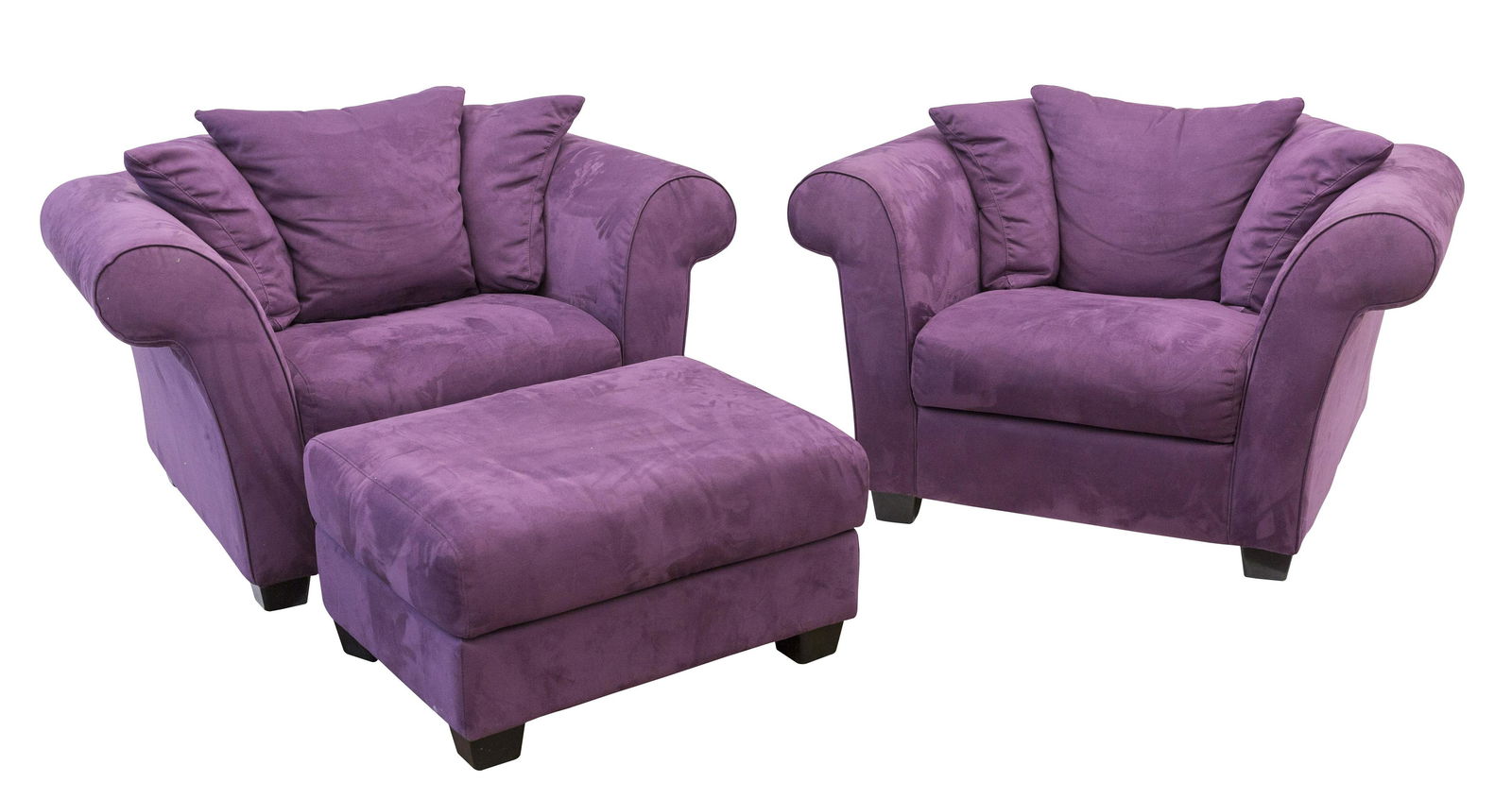 Egg Plant Purple Lounge Chairs & Ottoman (1 of 8)