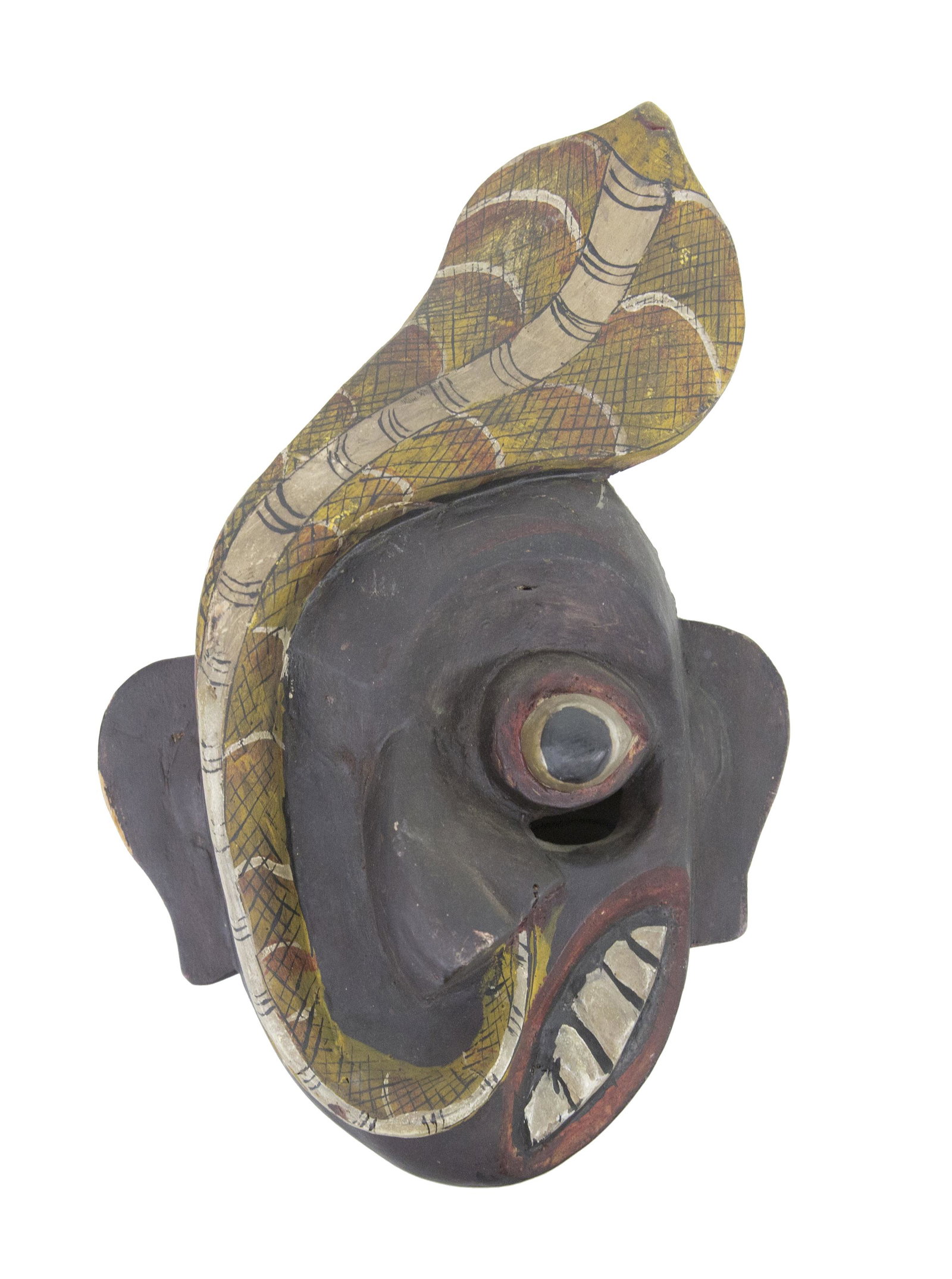 Sri Lanka Naga Mask: Sri Lanka-Naga mask with cobra. 8.5w x 13h x 5d.
