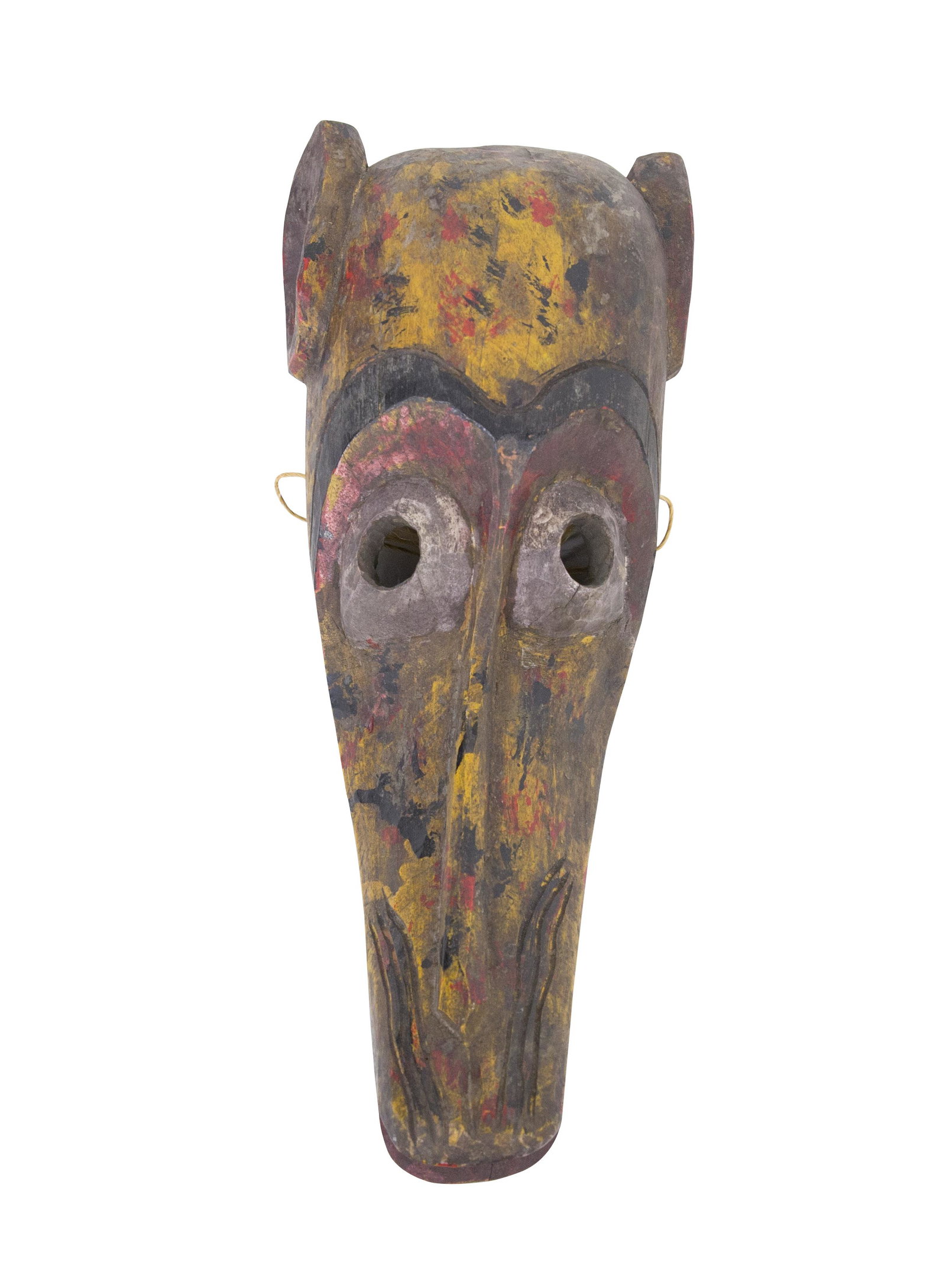 Nepal Animal Mask: Carved wood, paint , 7.5w x 19h x 5w.