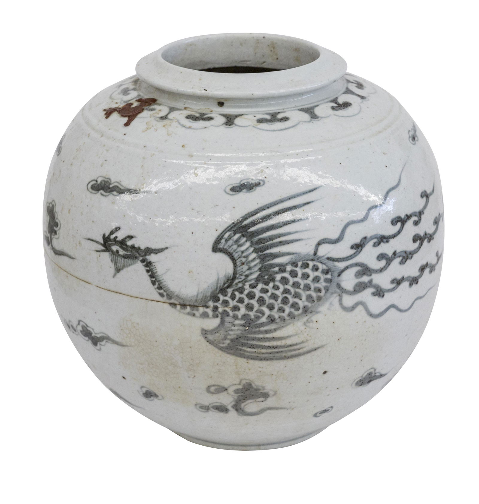 Large Chinese Globular Flying Phoenix Jar (1 of 9)