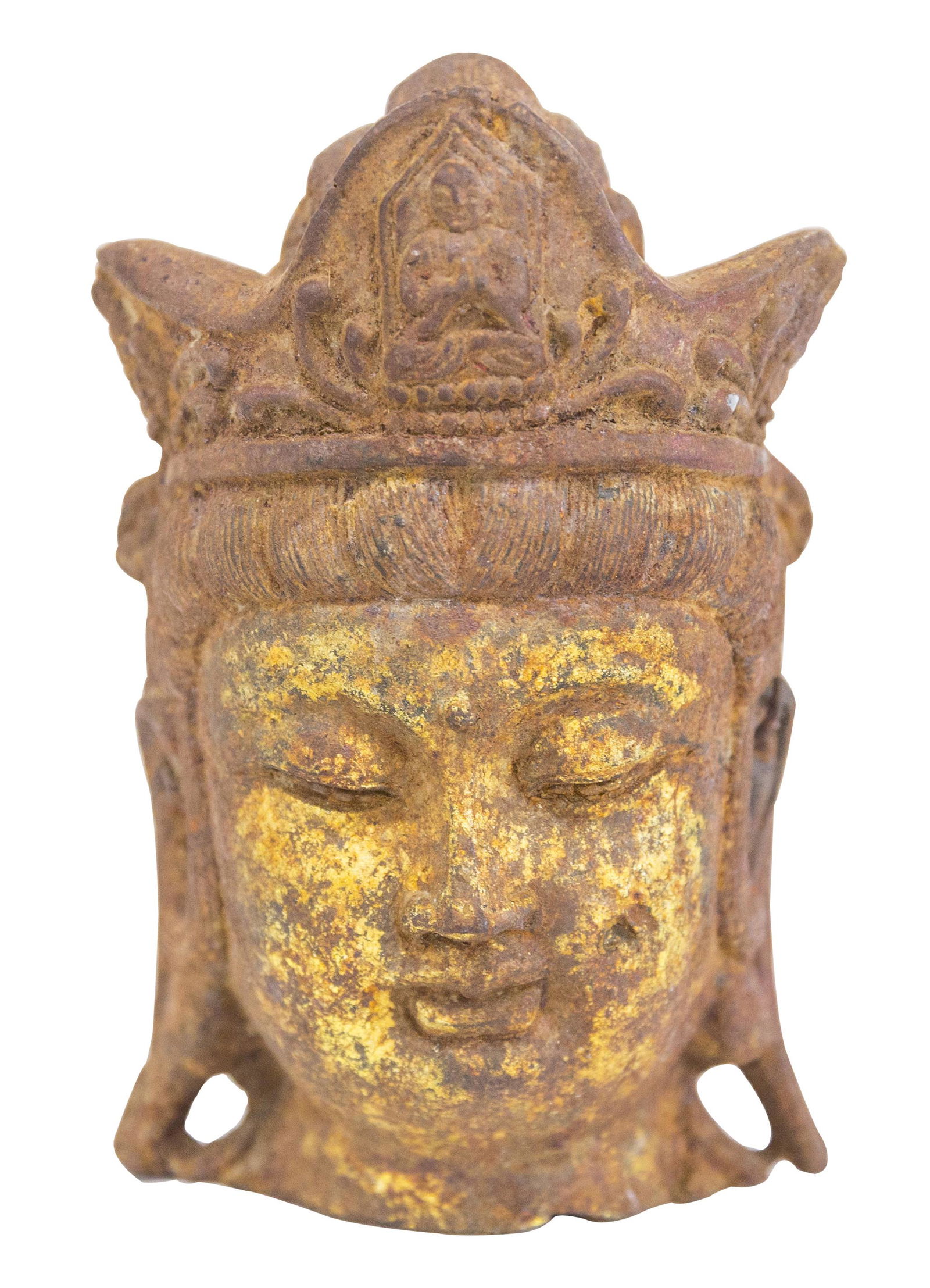 Small 19th Century Chinese Iron Buddha Head (1 of 7)