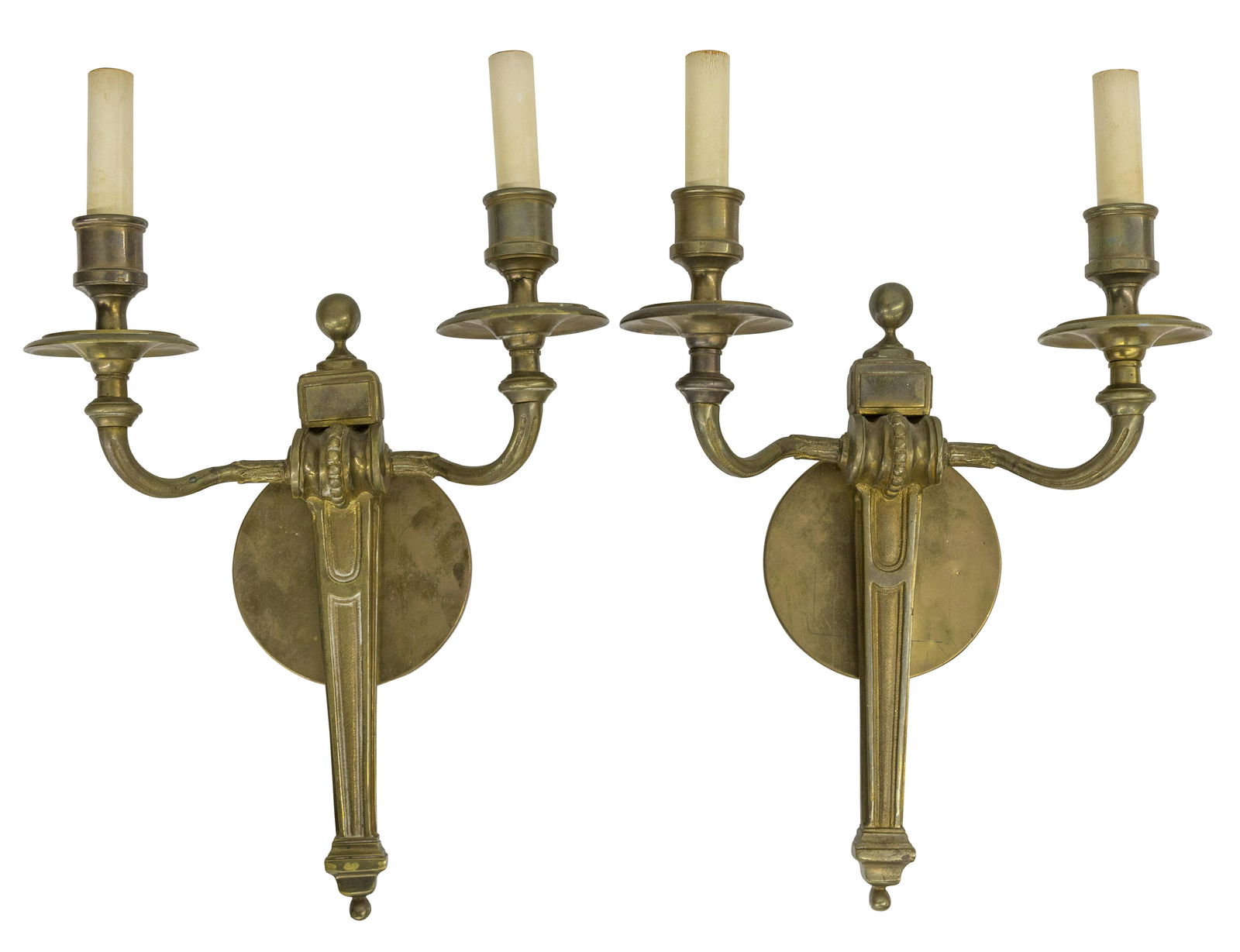 Neoclassical Cast Brass Wall Sconces (1 of 6)