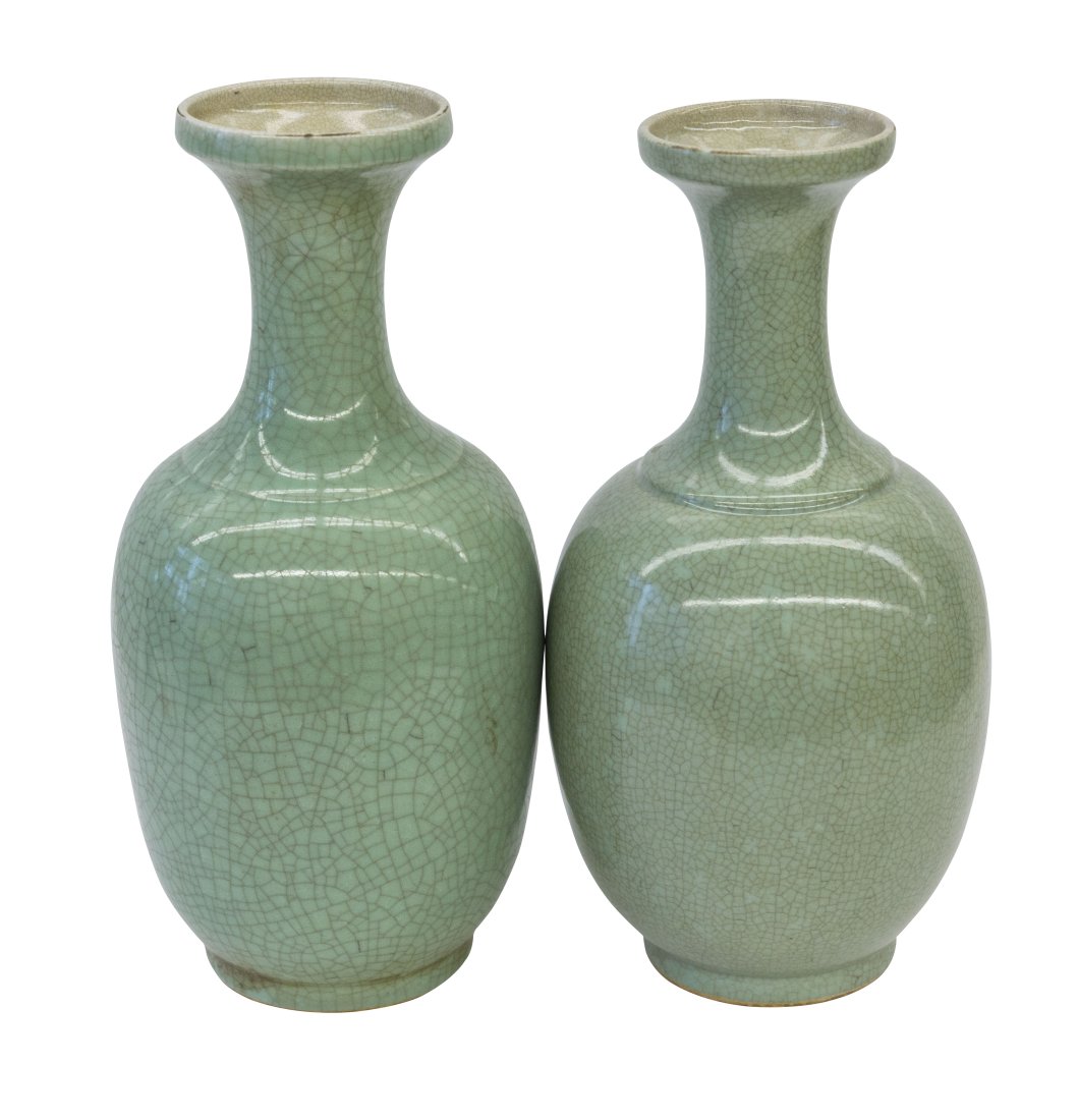 Chinese Crackle Glaze Celedon Vases (1 of 9)