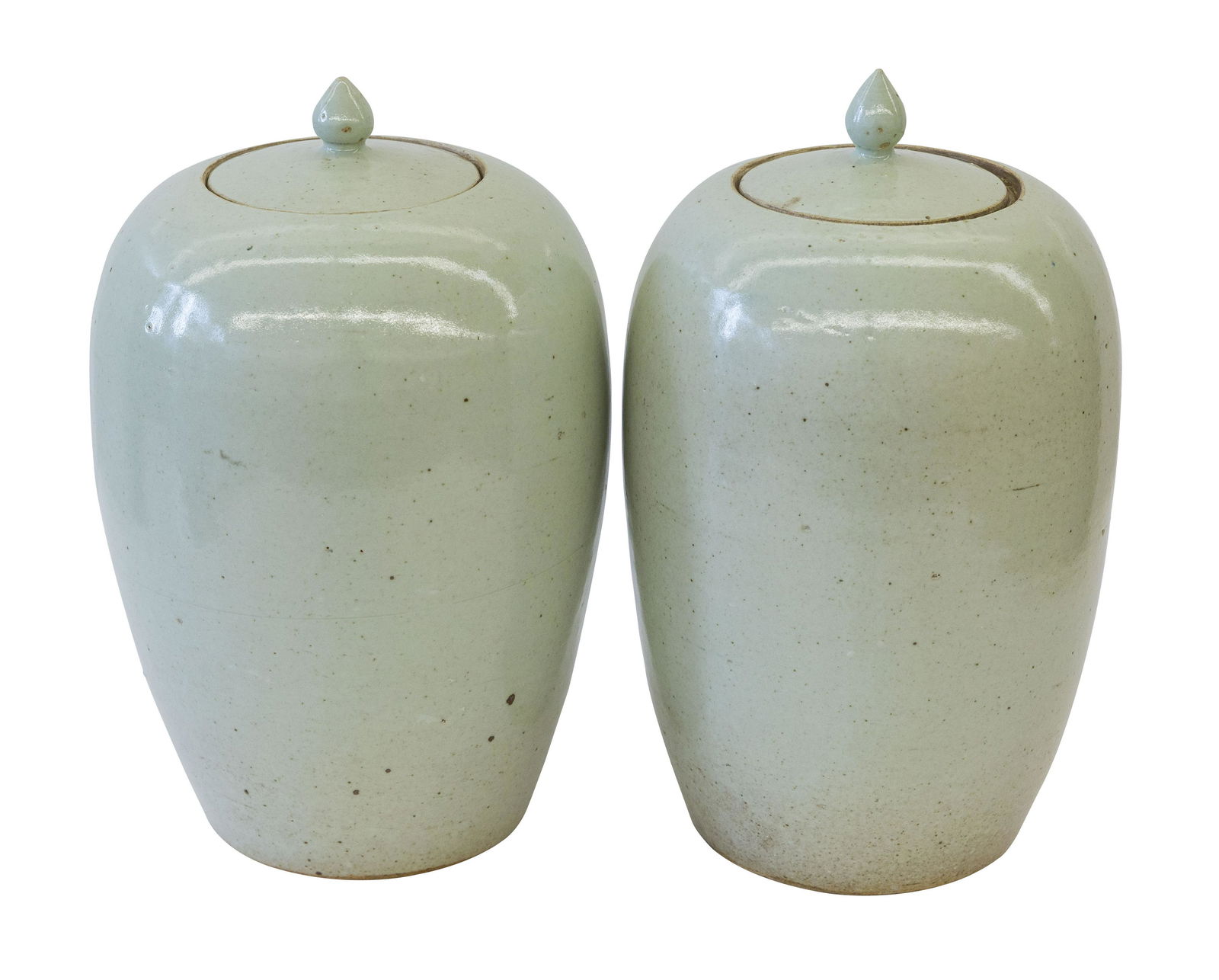 Chinese Celedon Ovid Jars with Lids (1 of 9)