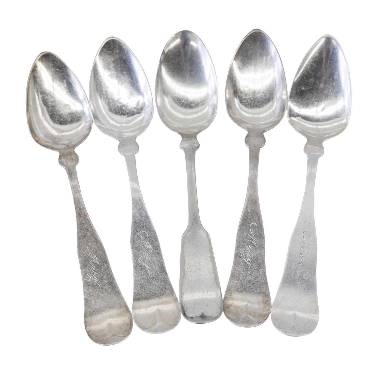 Assembled Coin Silver Fiddle Back Serving Spoons (1 of 4)