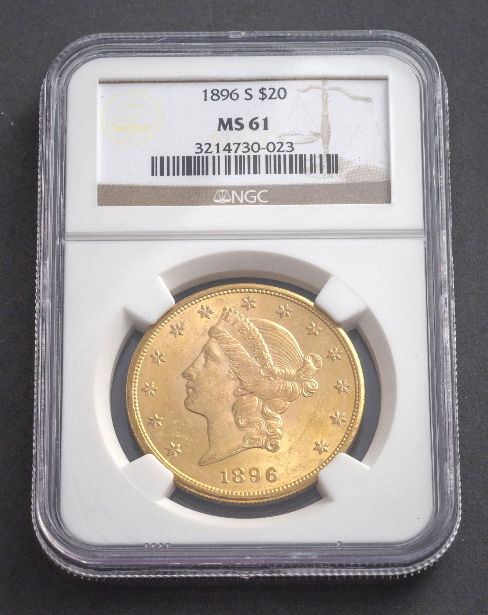 U.S. 1896-S $20 Liberty Gold Coin (1 of 4)