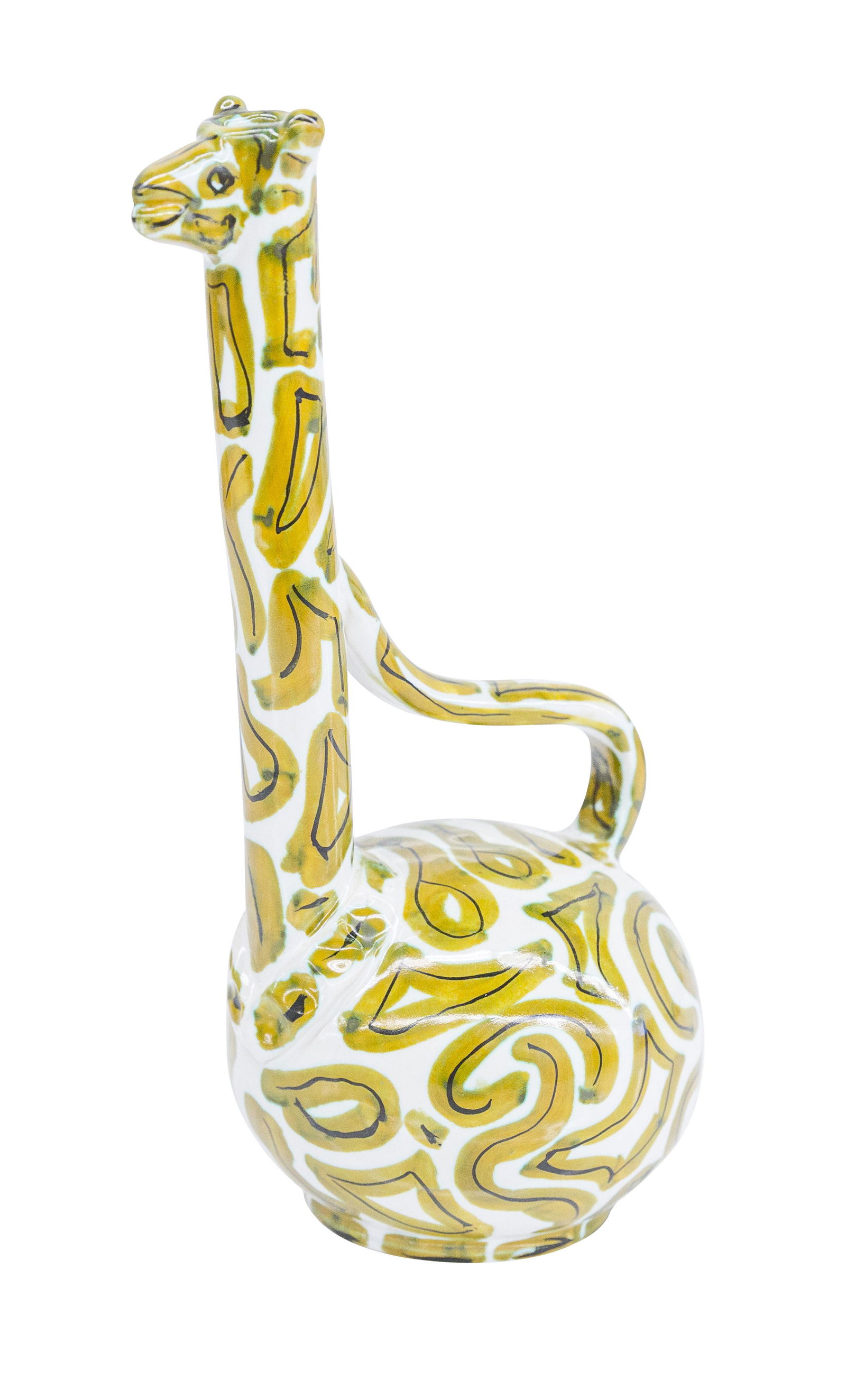Rare Aldo Londi Bitossi Giraffe Pitcher: Pitcher, Bitossi for Rosenthal Netter, Italy, 1960's. Manufacture's marks to underside. Glazed ceramics. 5.5w x 5d x 12h.