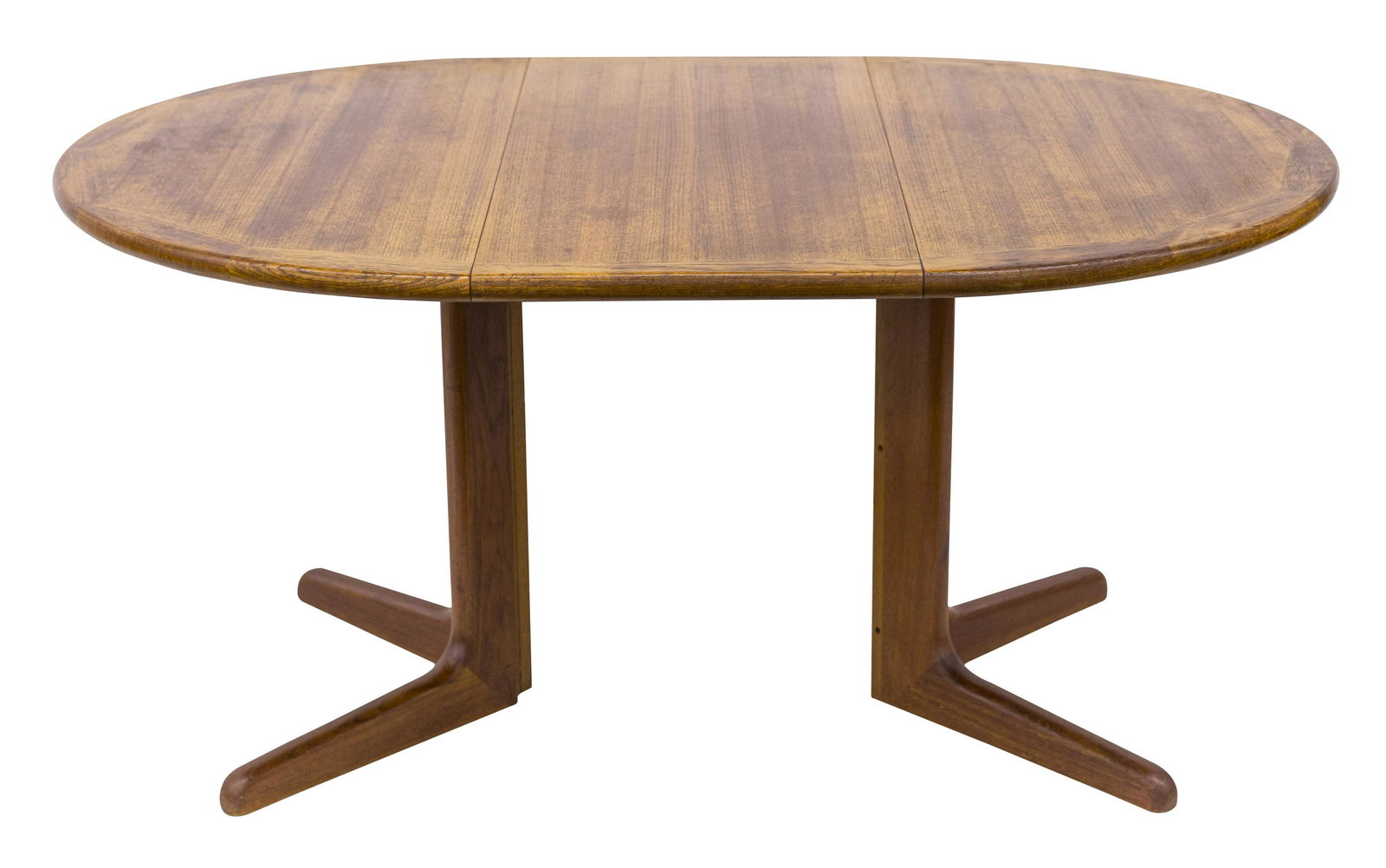 Erik Buch Dining Table: Dining table, Odense Maskinsnedken, Denmark, 1960. One leaf 18". 42 dia (not including leaf) x 28 1/2 h
